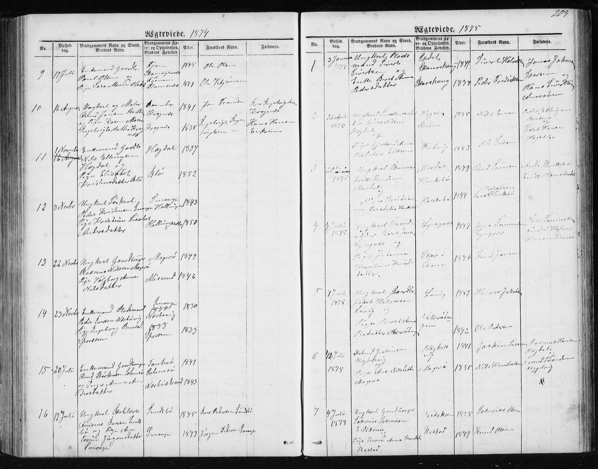 Ministerialprotokoller, klokkerbøker og fødselsregistre - Møre og Romsdal, SAT/A-1454/560/L0724: Parish register (copy) no. 560C01, 1867-1892, p. 203