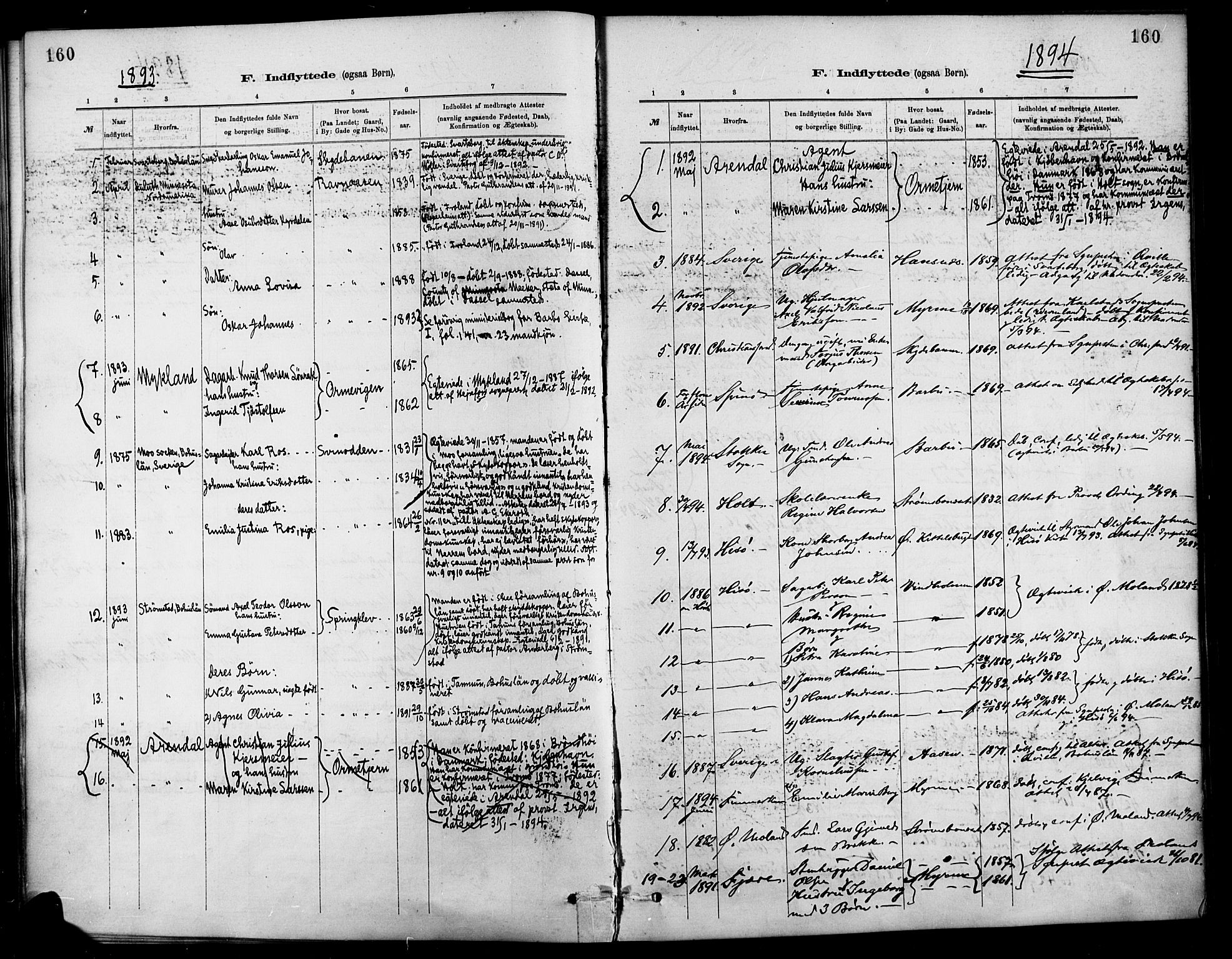 Barbu sokneprestkontor, AV/SAK-1111-0003/F/Fa/L0003: Parish register (official) no. A 3, 1883-1898, p. 160