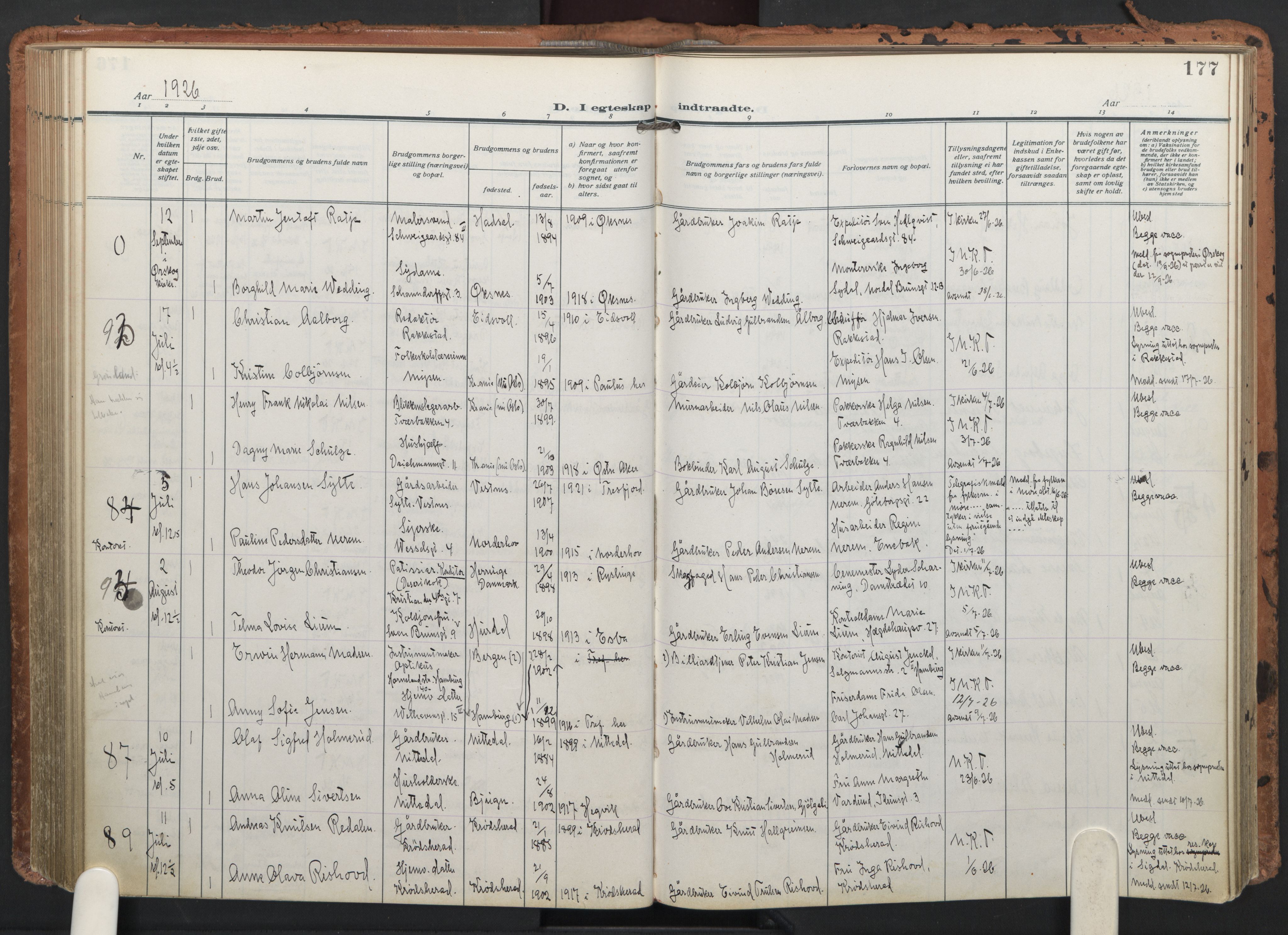 Trefoldighet prestekontor Kirkebøker, AV/SAO-A-10882/F/Fc/L0008: Parish register (official) no. III 8, 1920-1932, p. 177