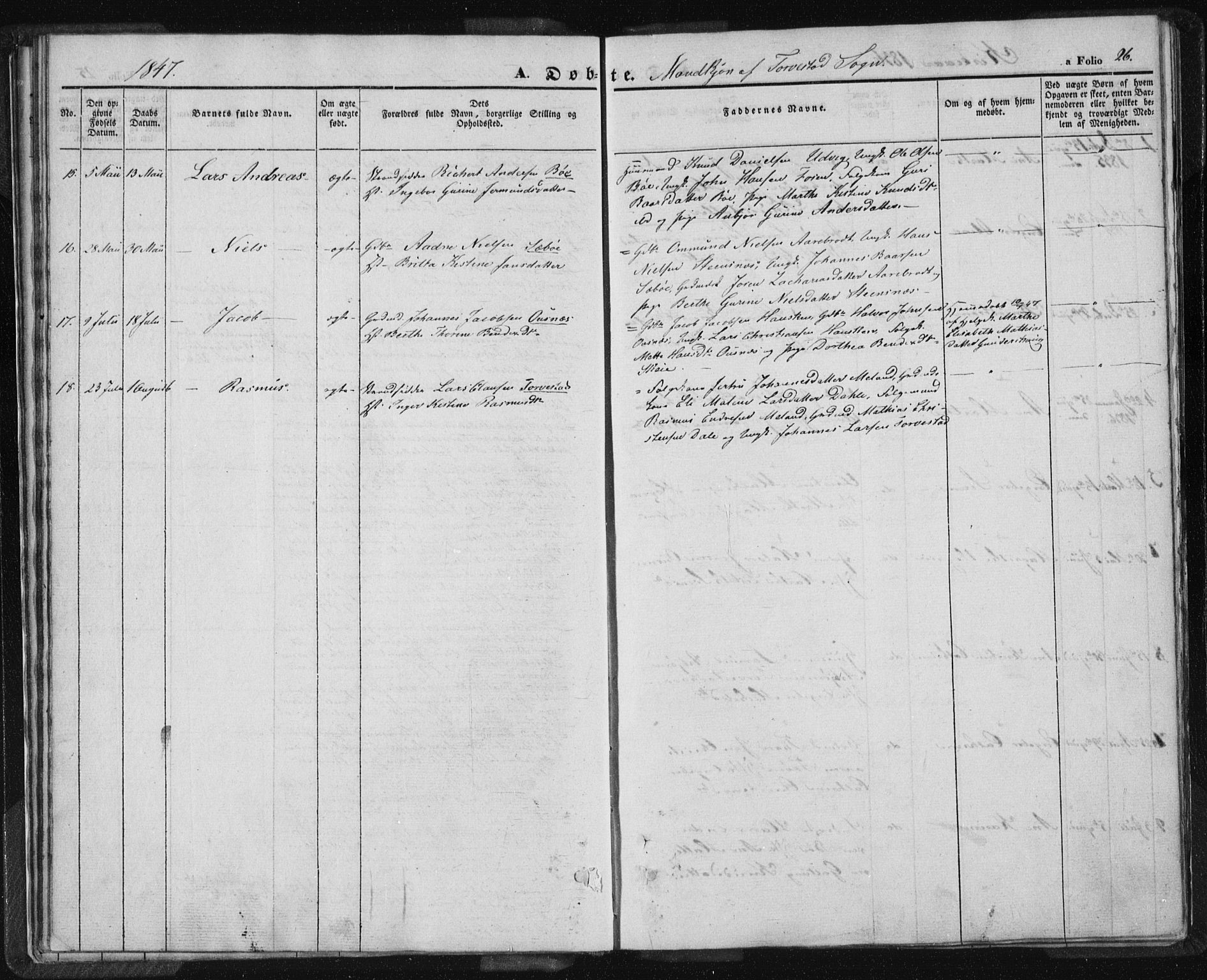 Torvastad sokneprestkontor, SAST/A -101857/H/Ha/Haa/L0005: Parish register (official) no. A 5, 1836-1847, p. 26