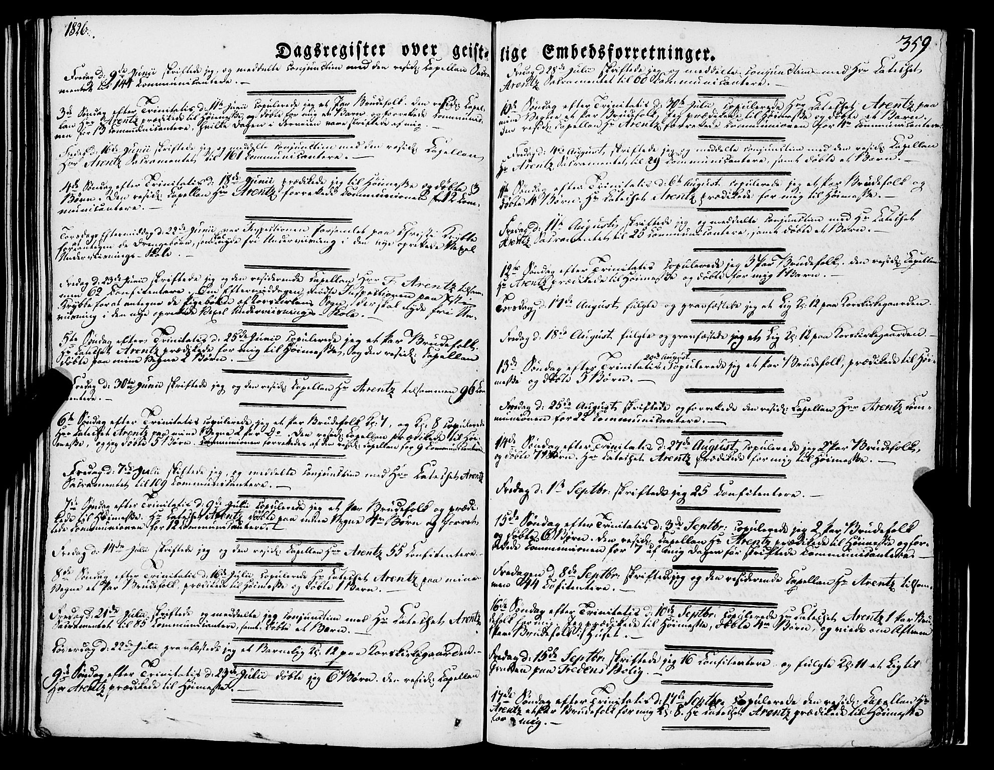 Korskirken sokneprestembete, SAB/A-76101/H/Haa/L0050: Parish register (official) no. F 1, 1821-1869, p. 359