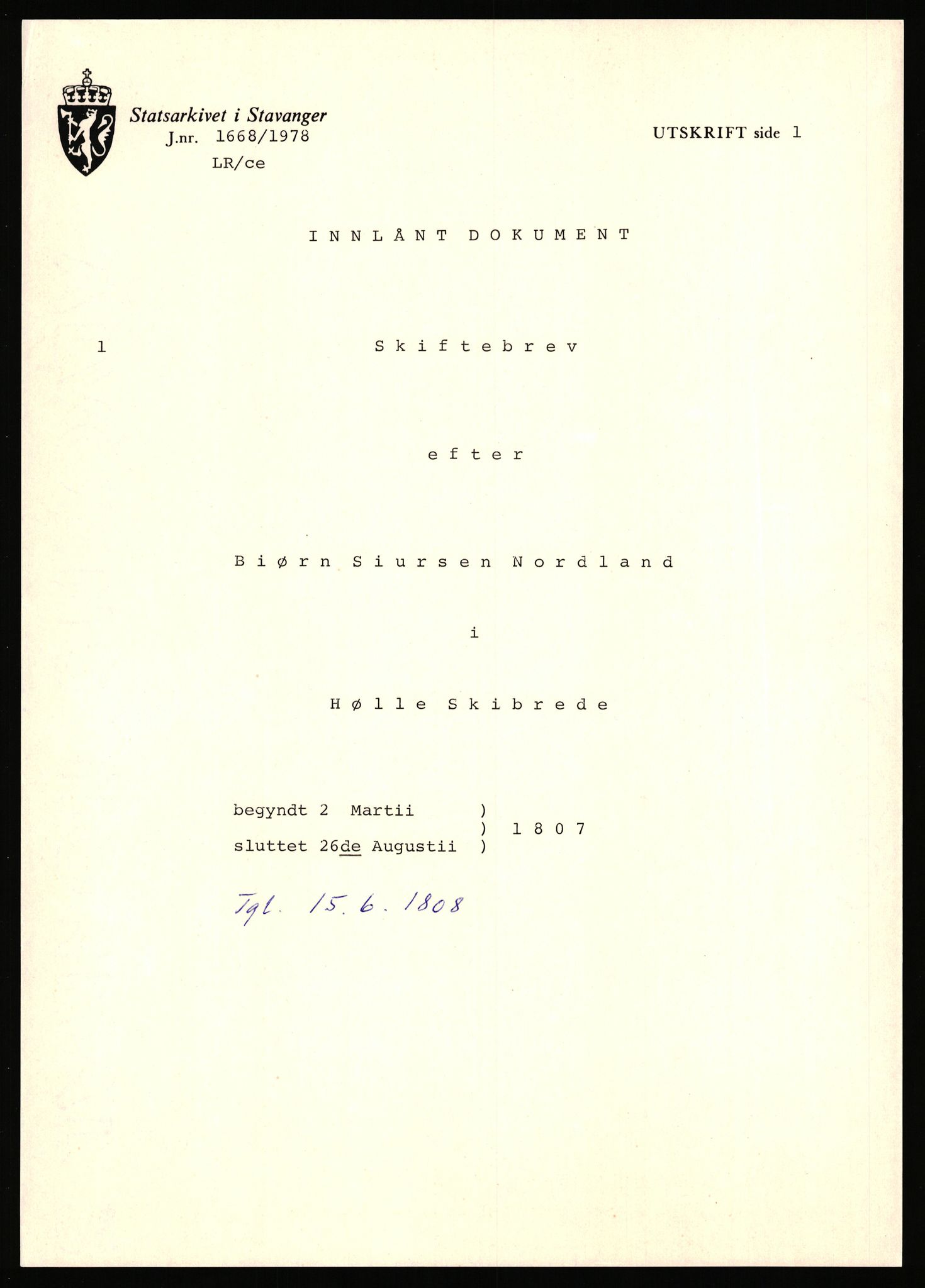 Statsarkivet i Stavanger, SAST/A-101971/03/Y/Yj/L0063: Avskrifter sortert etter gårdsnavn: Nordbraud - Nordvik, 1750-1930, p. 225