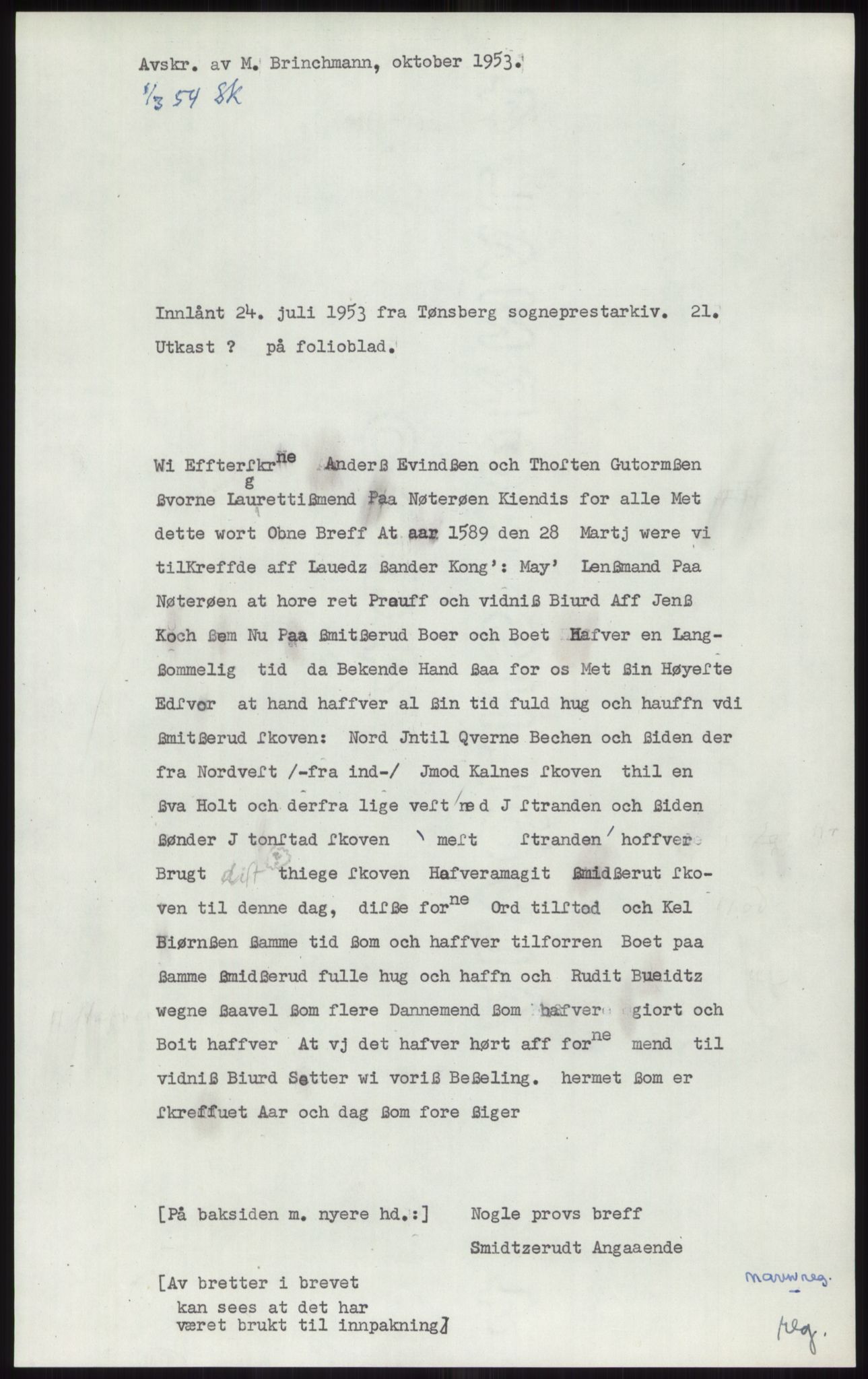 Samlinger til kildeutgivelse, Diplomavskriftsamlingen, RA/EA-4053/H/Ha, p. 1033