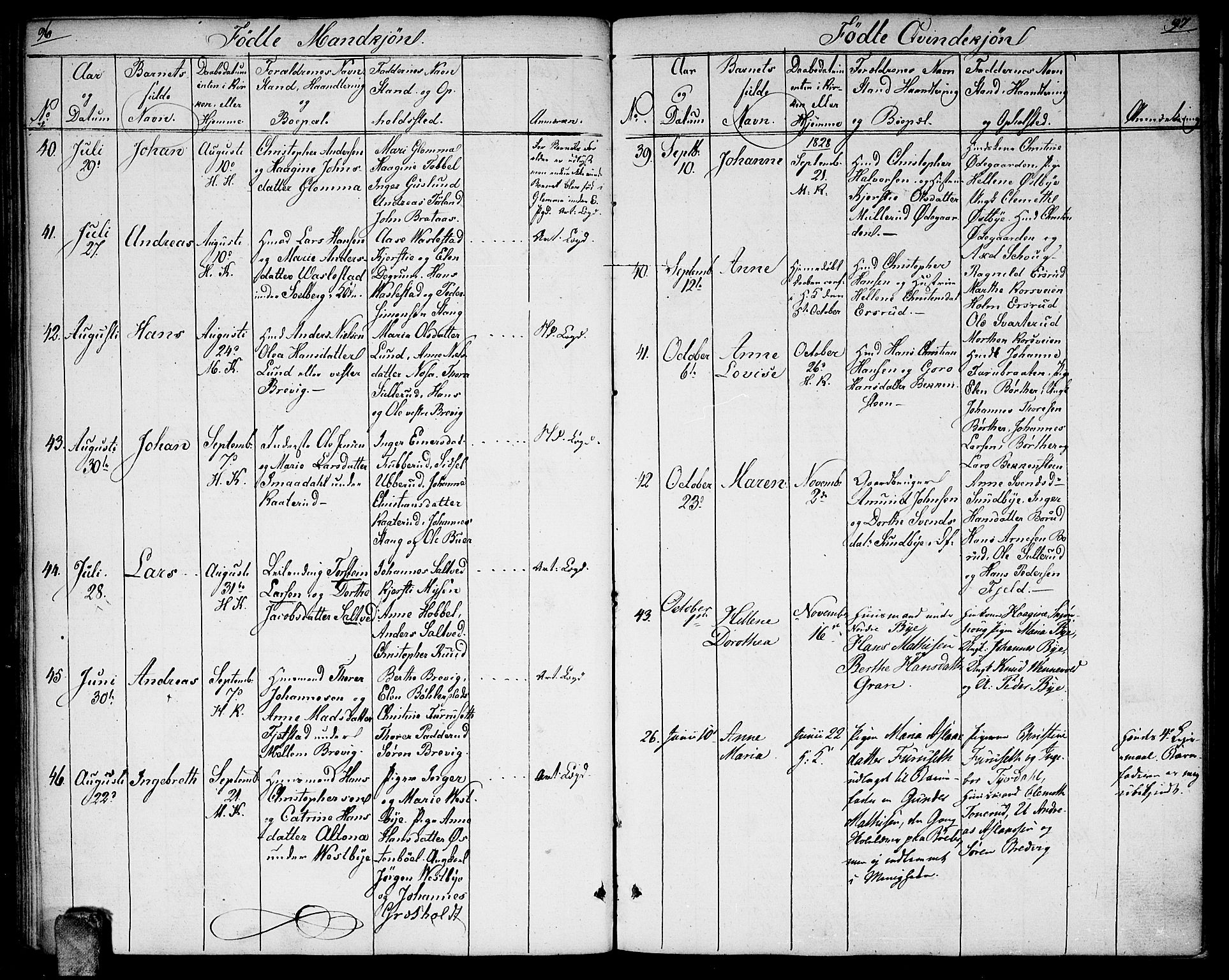 Enebakk prestekontor Kirkebøker, AV/SAO-A-10171c/F/Fa/L0007: Parish register (official) no. I 7, 1823-1832, p. 96-97