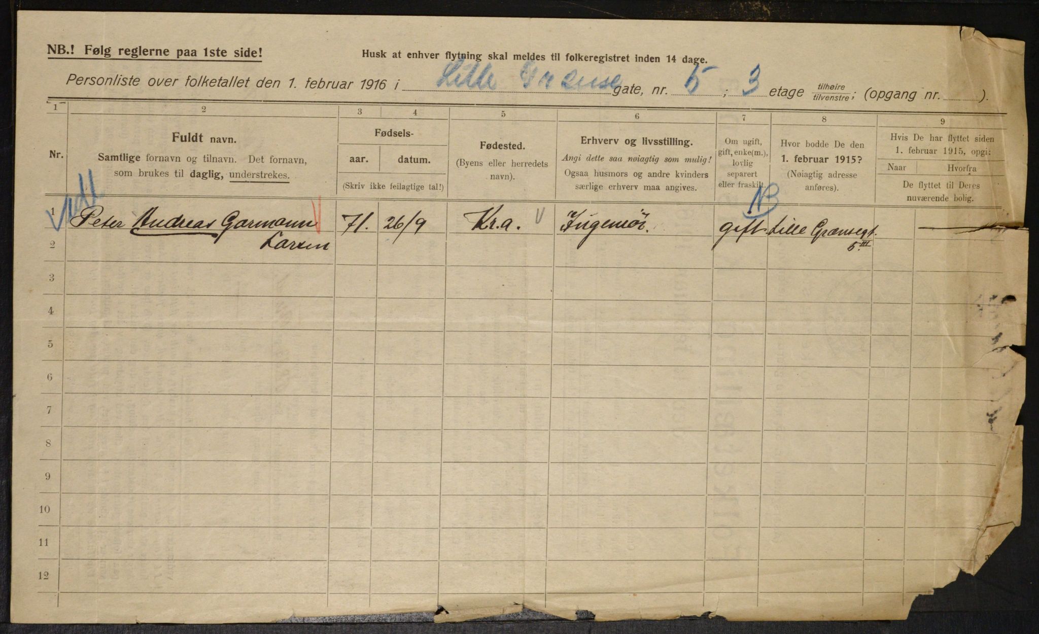 OBA, Municipal Census 1916 for Kristiania, 1916, p. 58858