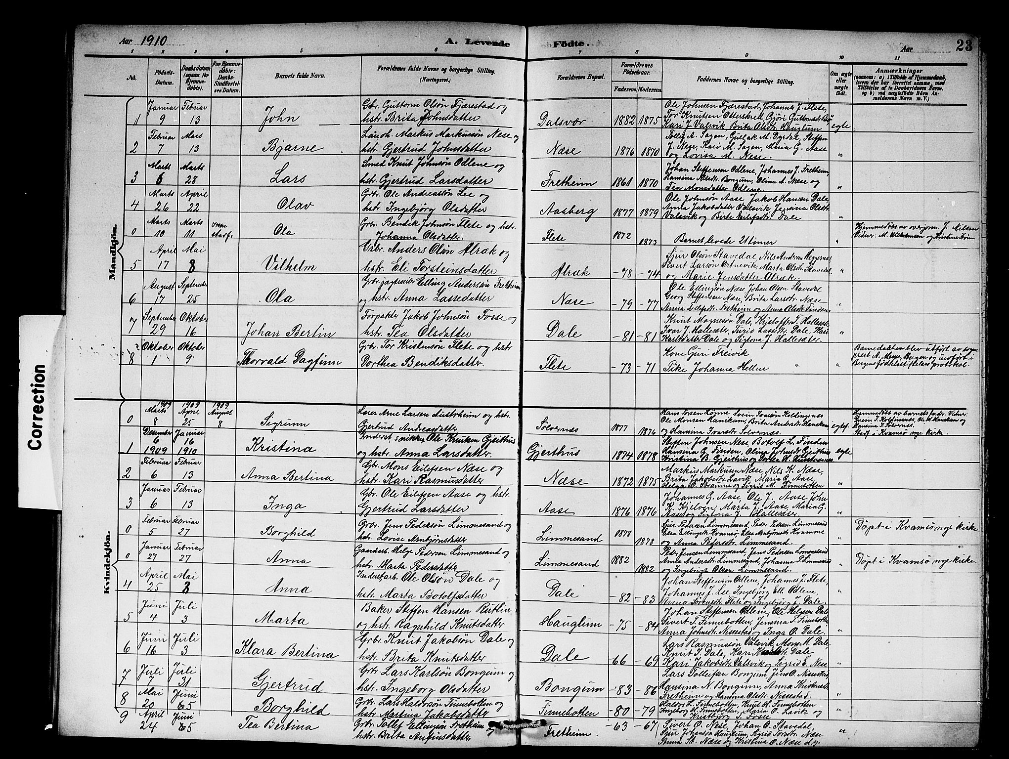 Vik sokneprestembete, AV/SAB-A-81501/H/Hab/Habb/L0003: Parish register (copy) no. B 3, 1894-1912, p. 23