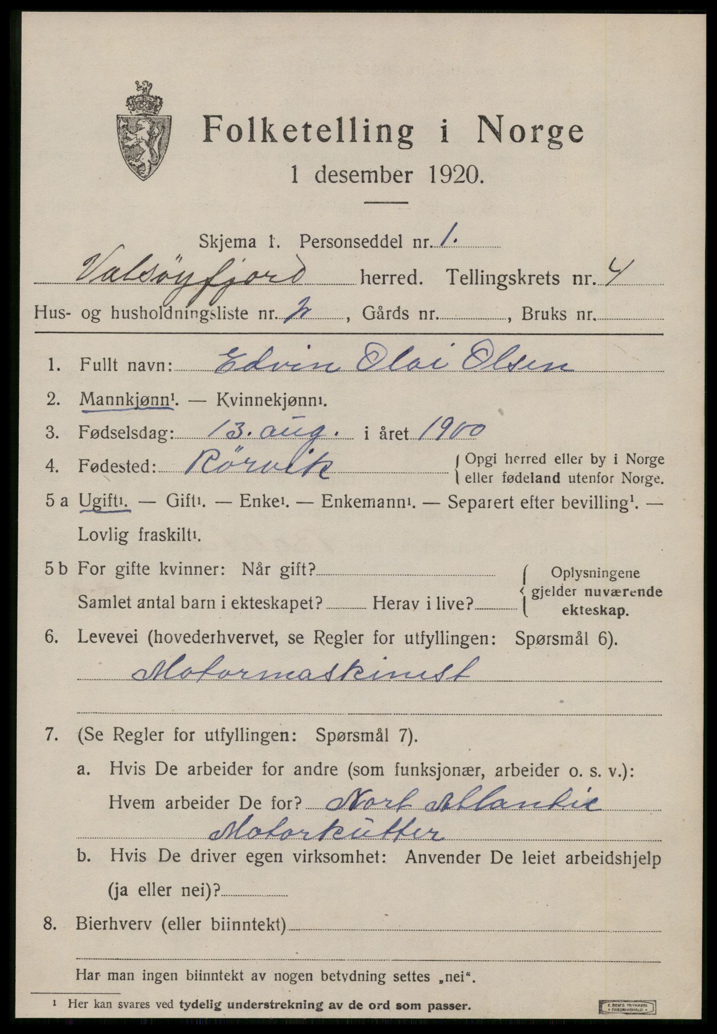 SAT, 1920 census for Valsøyfjord, 1920, p. 1527