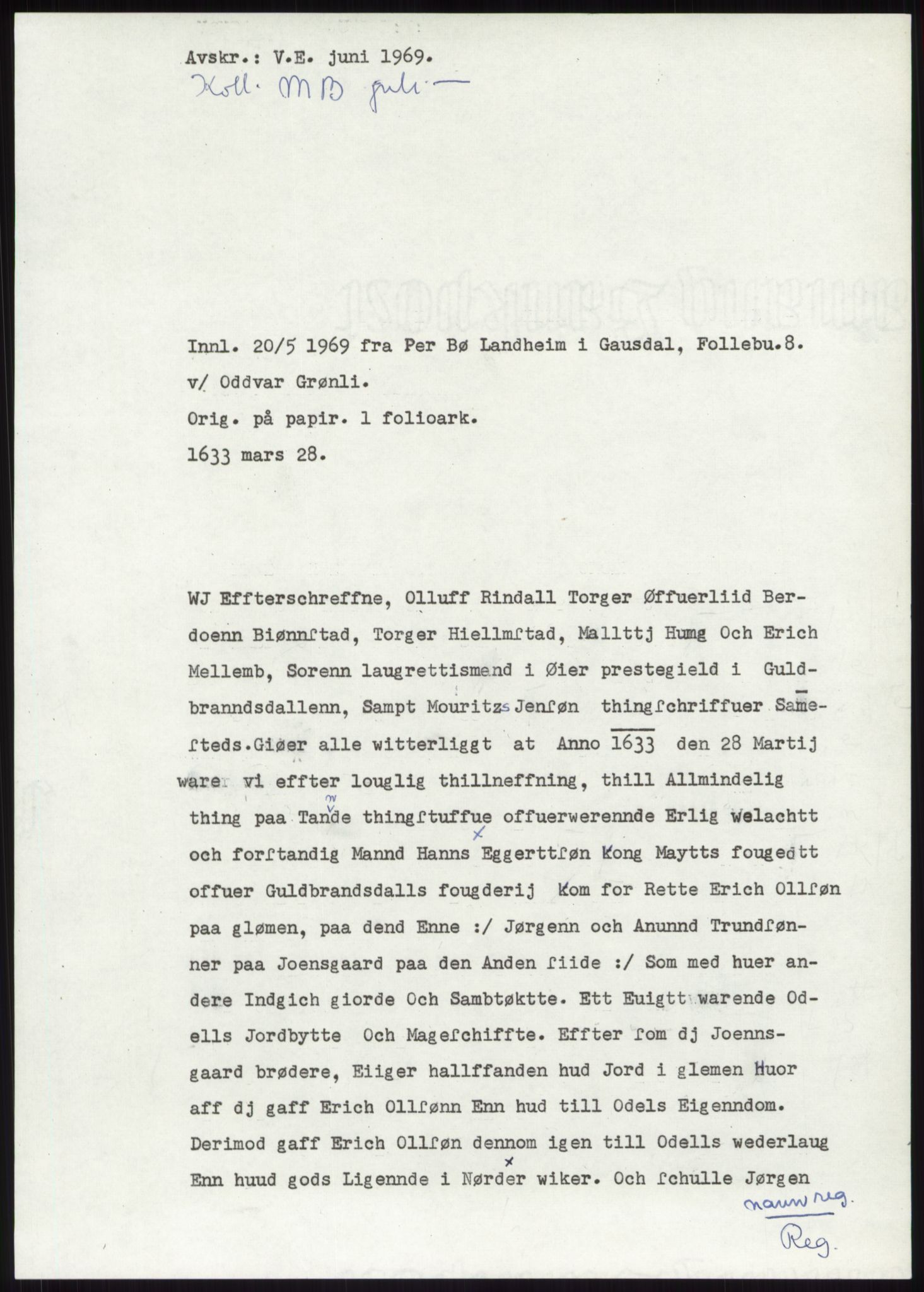 Samlinger til kildeutgivelse, Diplomavskriftsamlingen, AV/RA-EA-4053/H/Ha, p. 3034