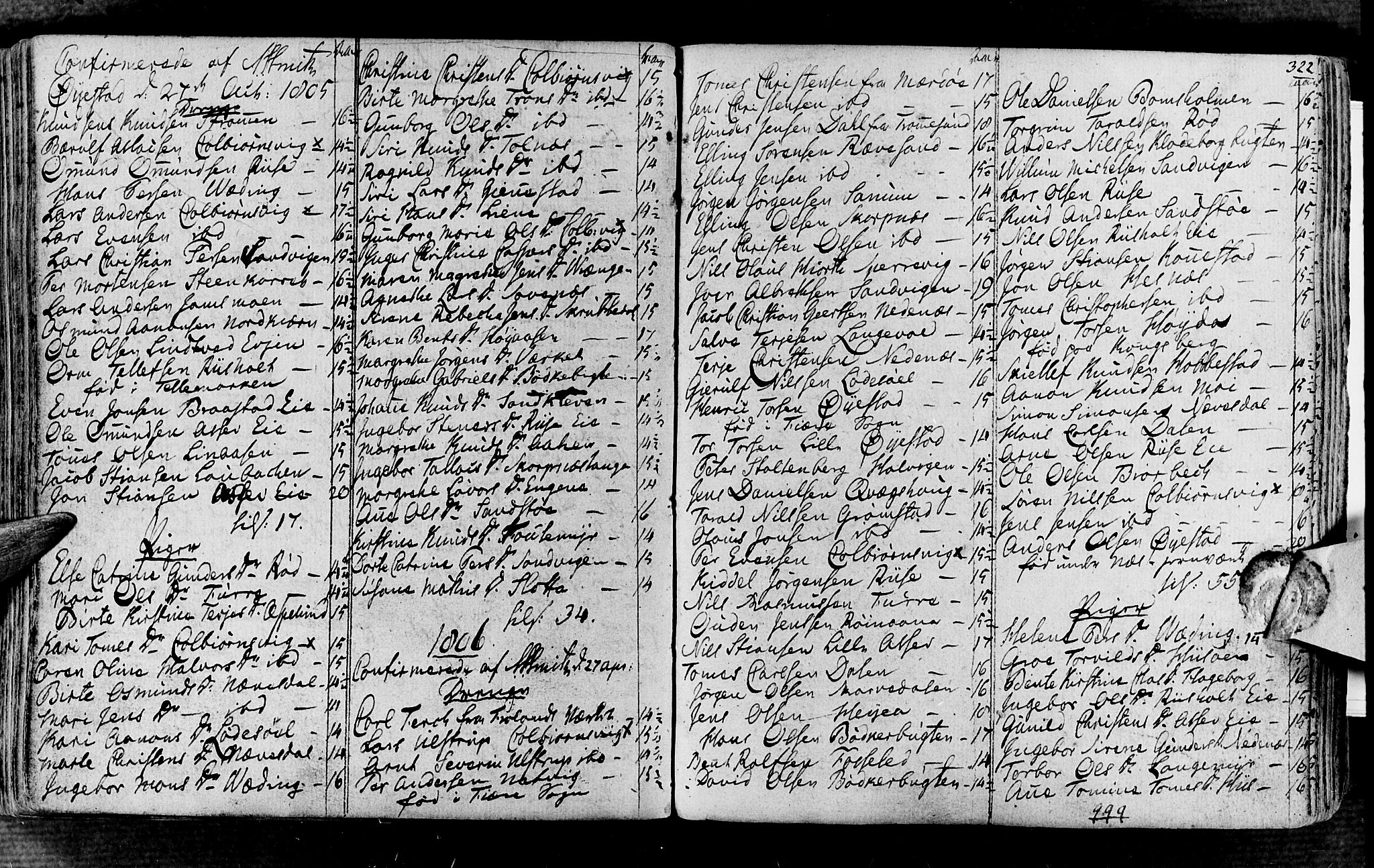 Øyestad sokneprestkontor, AV/SAK-1111-0049/F/Fa/L0011: Parish register (official) no. A 11, 1805-1824, p. 322