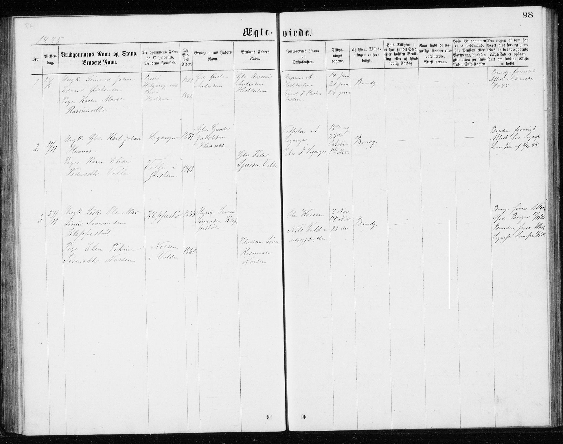 Ministerialprotokoller, klokkerbøker og fødselsregistre - Møre og Romsdal, SAT/A-1454/508/L0097: Parish register (copy) no. 508C01, 1873-1897, p. 98