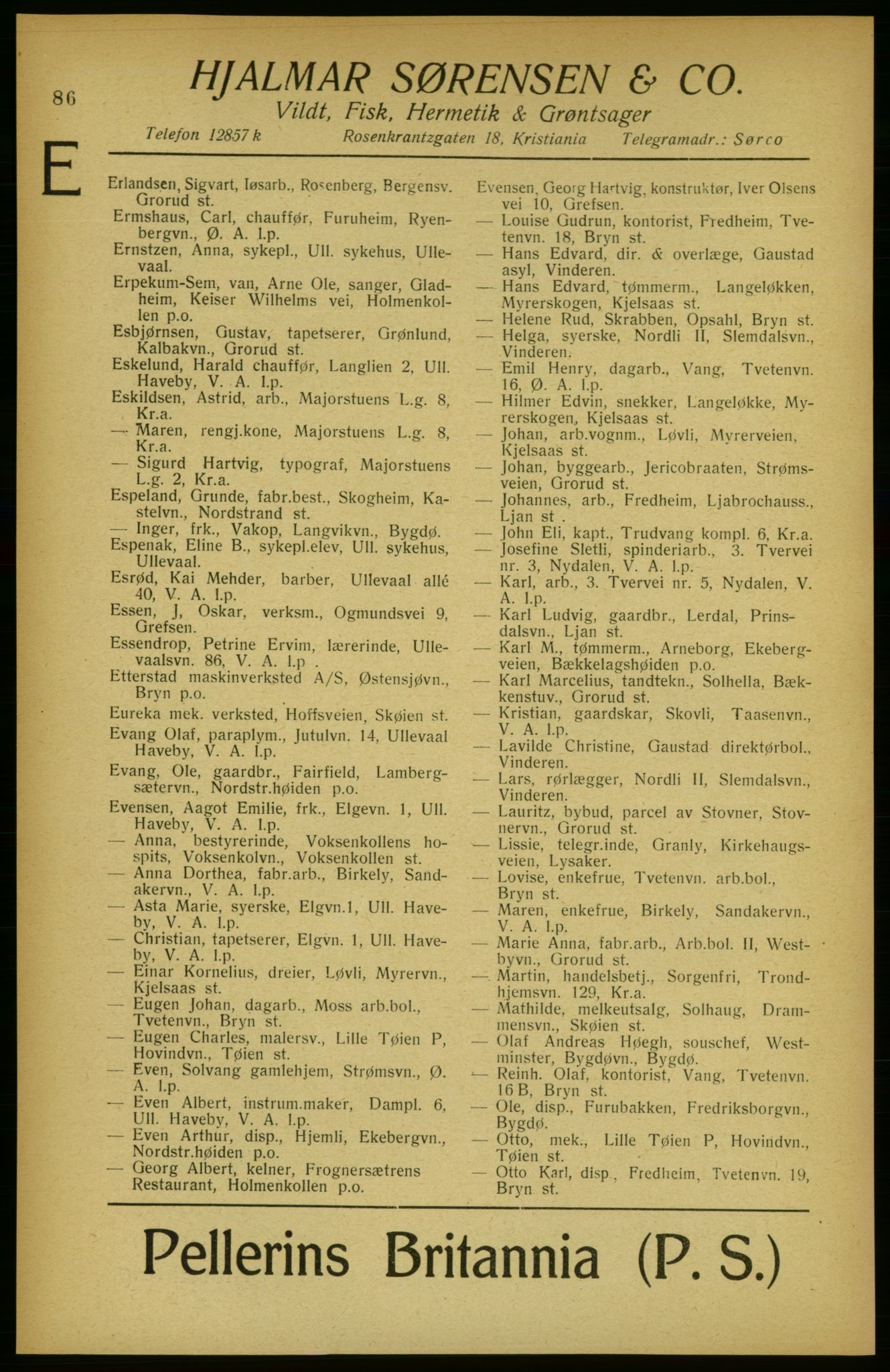 Aker adressebok/adressekalender, PUBL/001/A/002: Akers adressekalender, 1922, p. 86