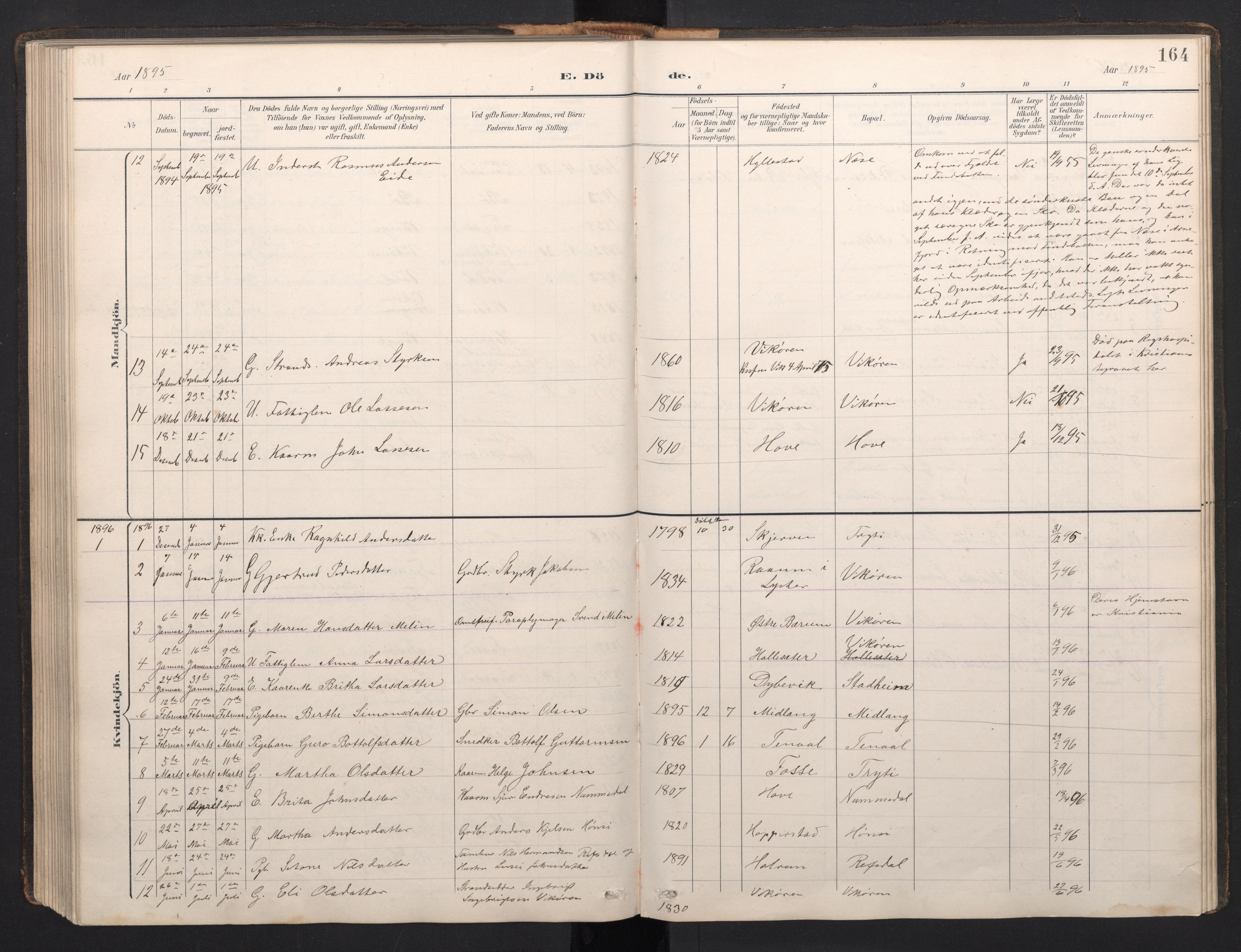 Vik sokneprestembete, AV/SAB-A-81501/H/Hab/Haba/L0004: Parish register (copy) no. A 4, 1895-1914, p. 163b-164a