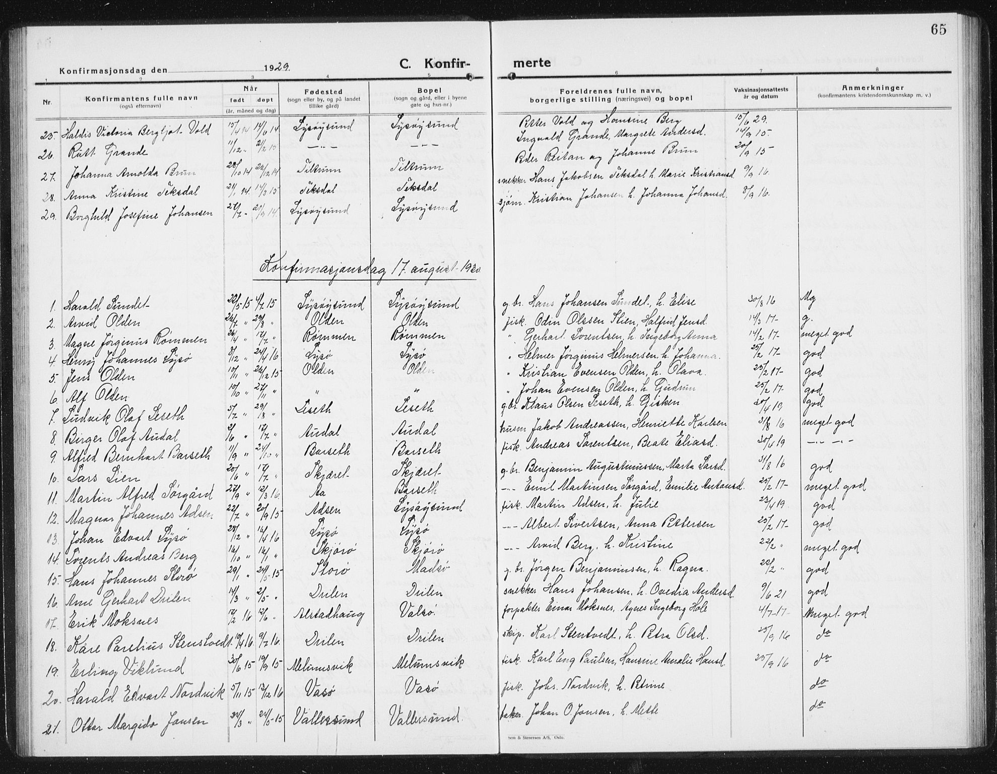 Ministerialprotokoller, klokkerbøker og fødselsregistre - Sør-Trøndelag, SAT/A-1456/654/L0667: Parish register (copy) no. 654C03, 1924-1939, p. 65