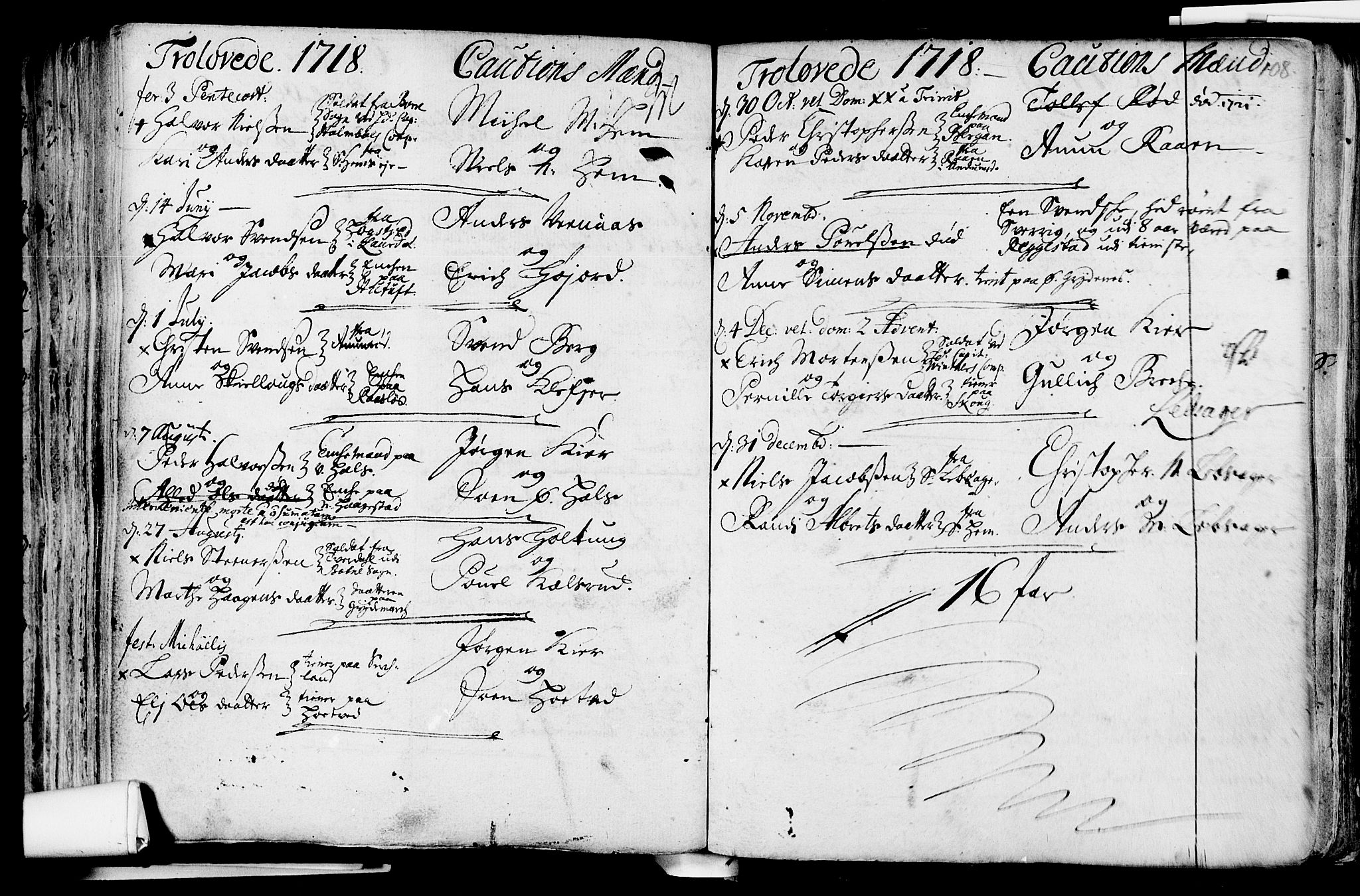 Våle kirkebøker, SAKO/A-334/F/Fa/L0002: Parish register (official) no. I 2, 1705-1732, p. 108