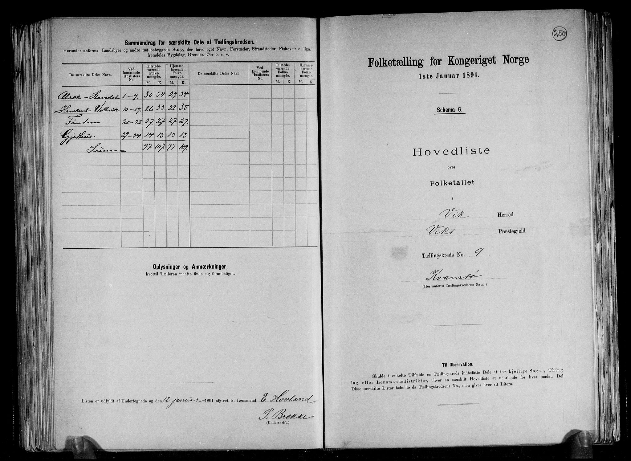 RA, 1891 census for 1417 Vik, 1891, p. 26