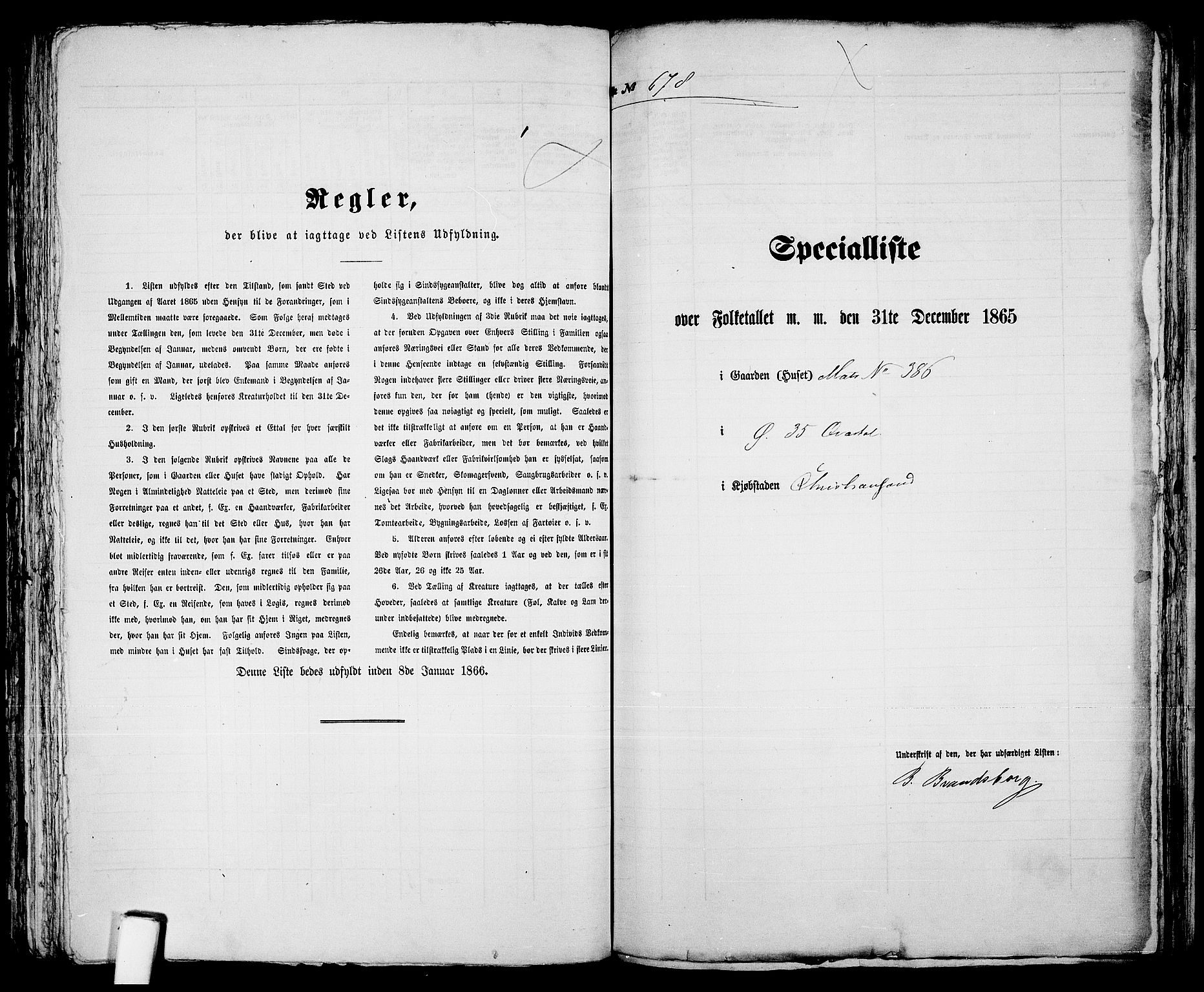 RA, 1865 census for Kristiansand, 1865, p. 1390