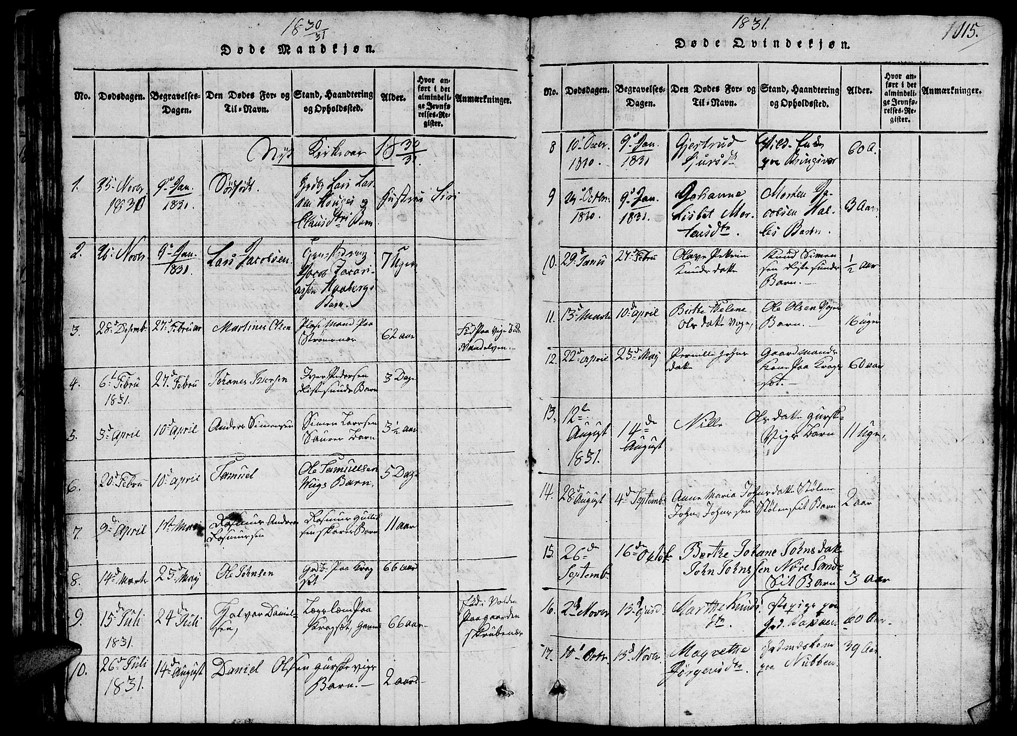 Ministerialprotokoller, klokkerbøker og fødselsregistre - Møre og Romsdal, AV/SAT-A-1454/503/L0046: Parish register (copy) no. 503C01, 1816-1842, p. 115