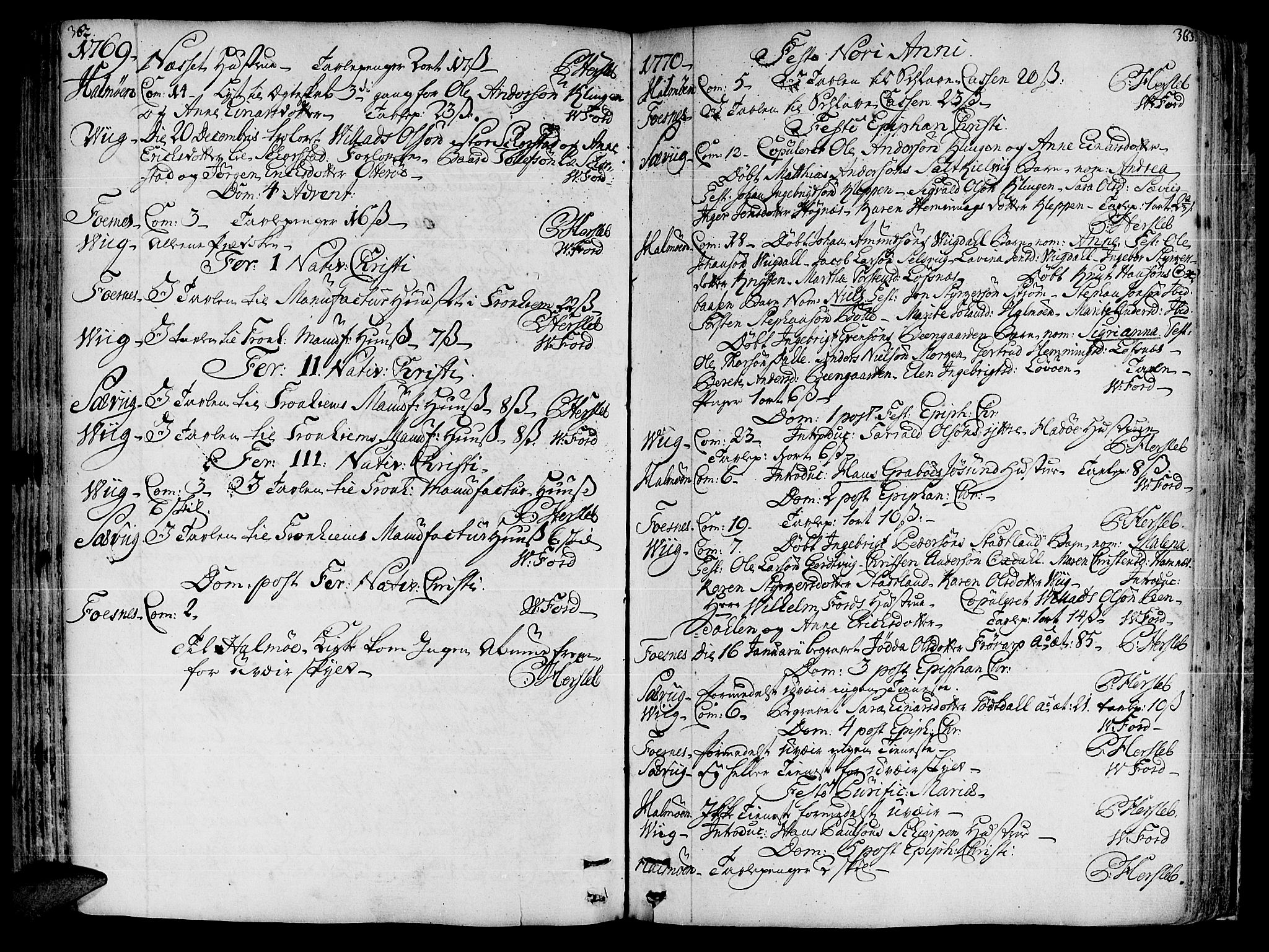 Ministerialprotokoller, klokkerbøker og fødselsregistre - Nord-Trøndelag, SAT/A-1458/773/L0607: Parish register (official) no. 773A01, 1751-1783, p. 362-363