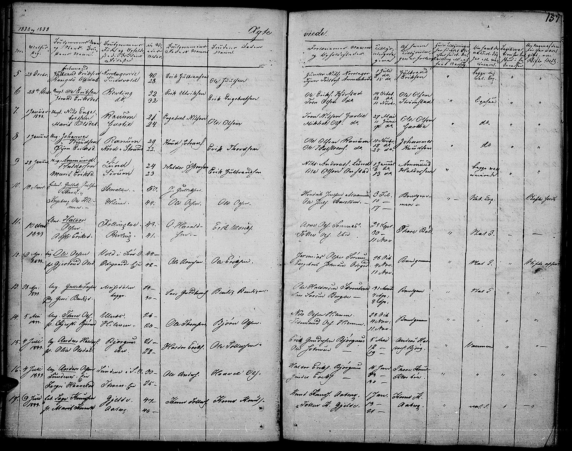 Nord-Aurdal prestekontor, SAH/PREST-132/H/Ha/Haa/L0003: Parish register (official) no. 3, 1828-1841, p. 157