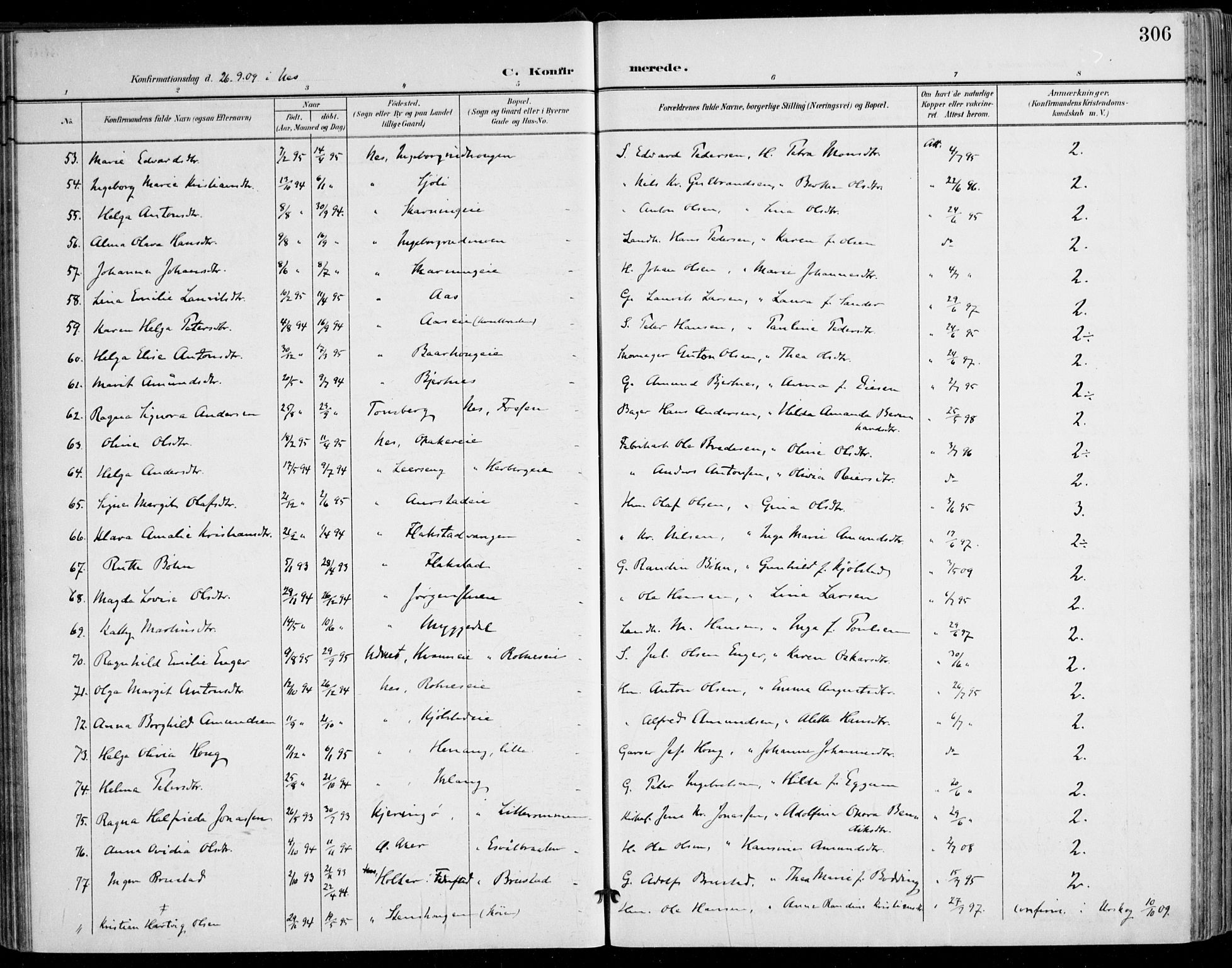 Nes prestekontor Kirkebøker, SAO/A-10410/F/Fa/L0011: Parish register (official) no. I 11, 1899-1918, p. 306