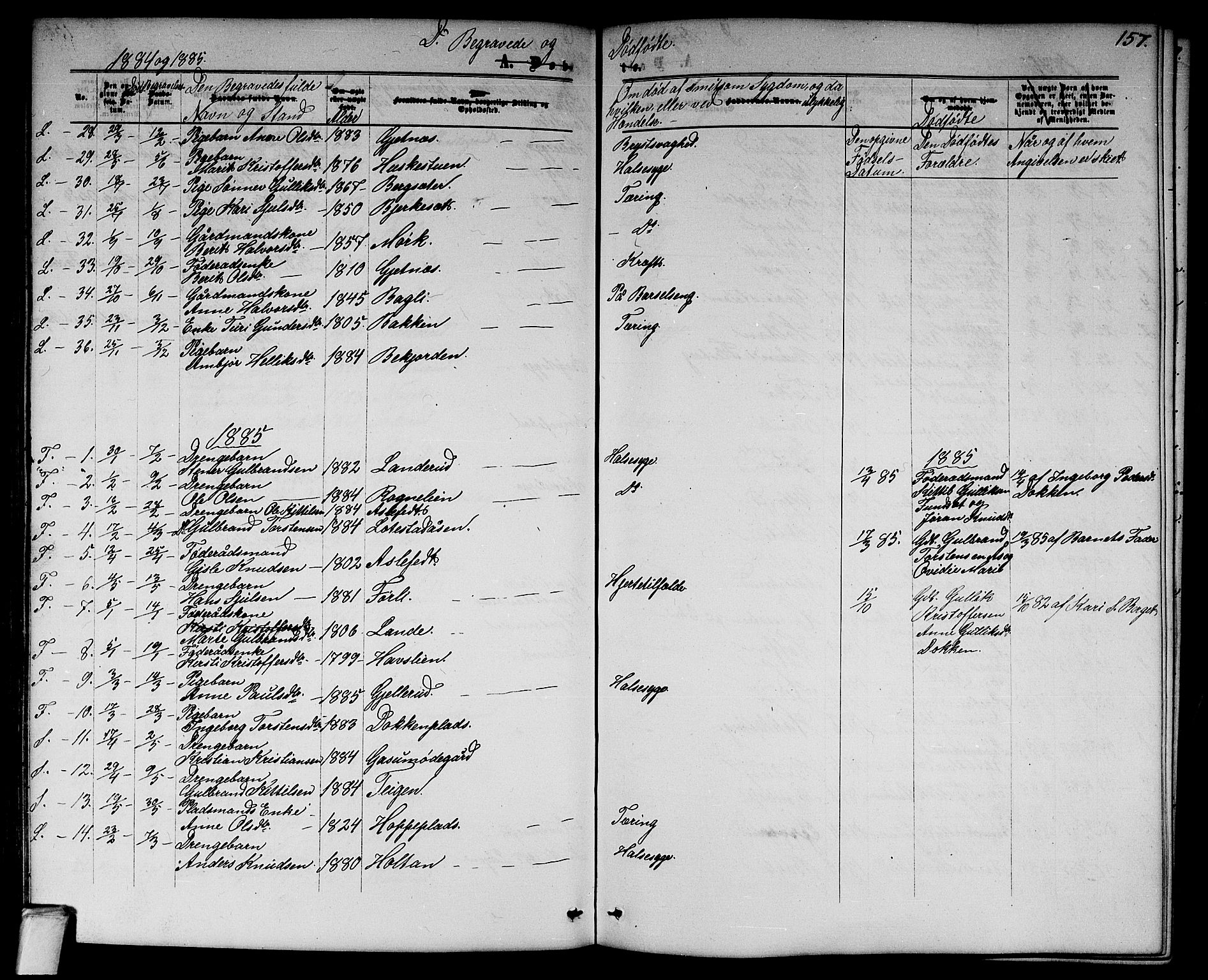 Flesberg kirkebøker, SAKO/A-18/G/Ga/L0003: Parish register (copy) no. I 3, 1861-1889, p. 157