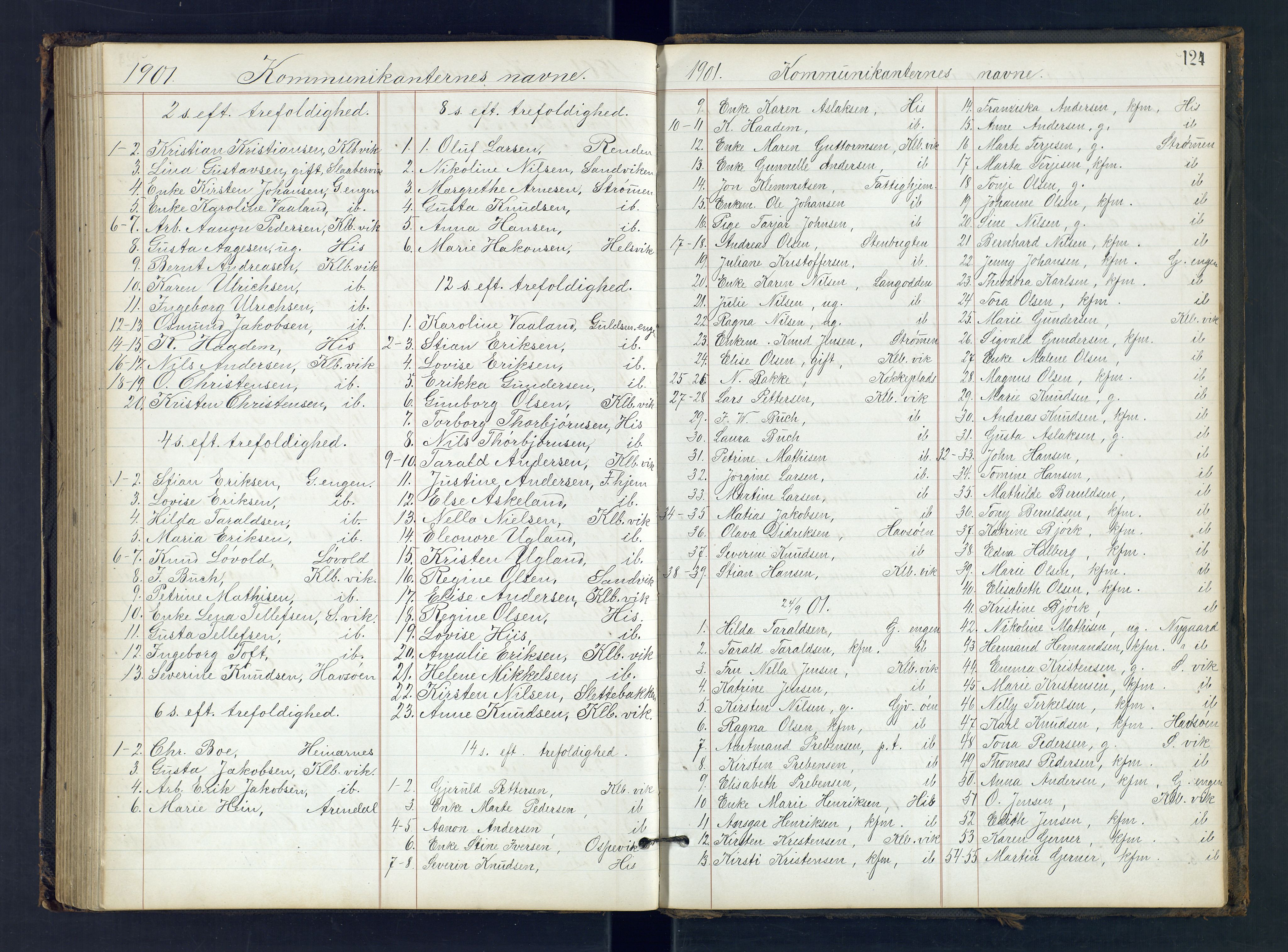 Hisøy sokneprestkontor, AV/SAK-1111-0020/F/Fc/L0001: Communicants register no. C 1, 1869-1910, p. 124