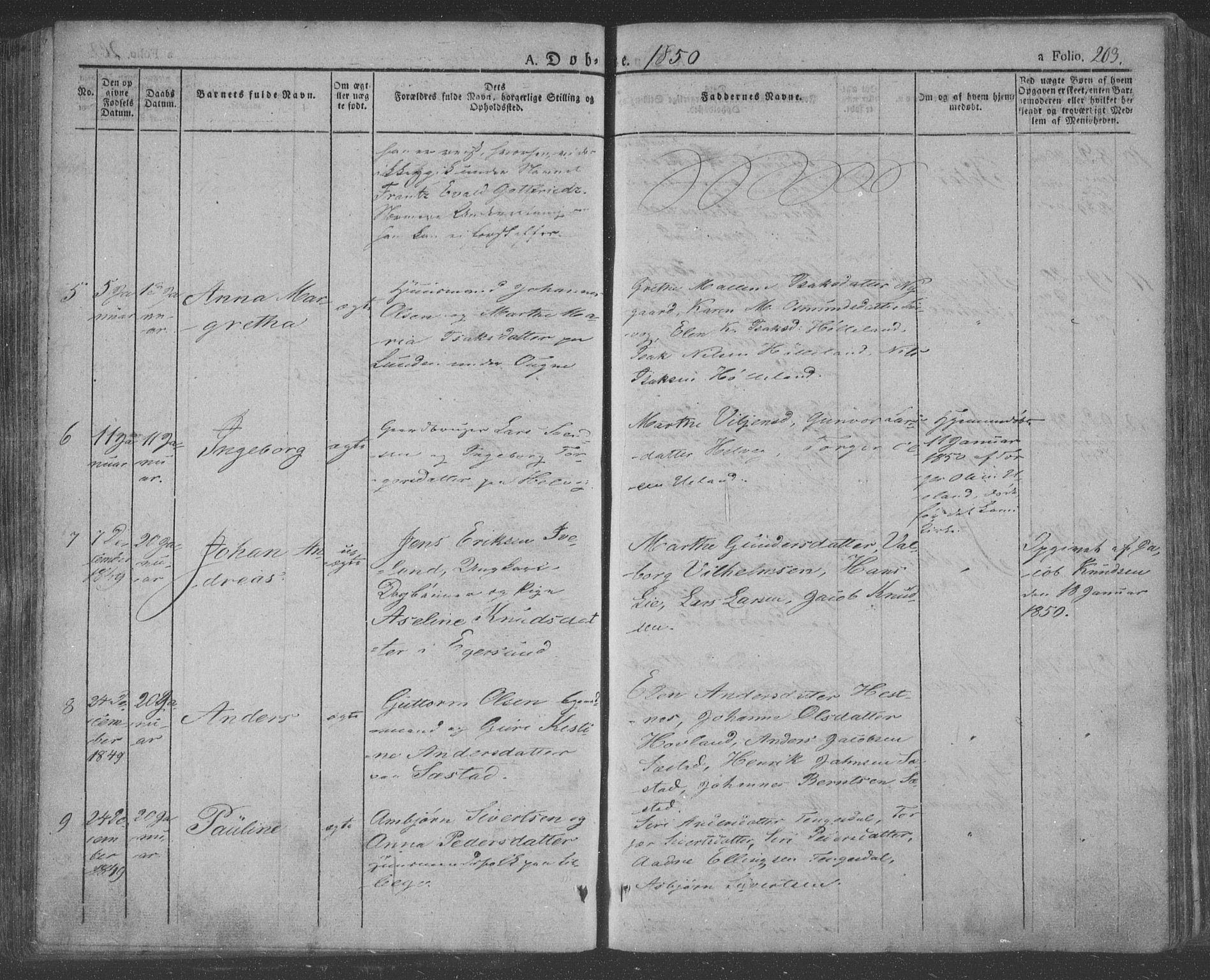 Eigersund sokneprestkontor, AV/SAST-A-101807/S08/L0009: Parish register (official) no. A 9, 1827-1850, p. 203