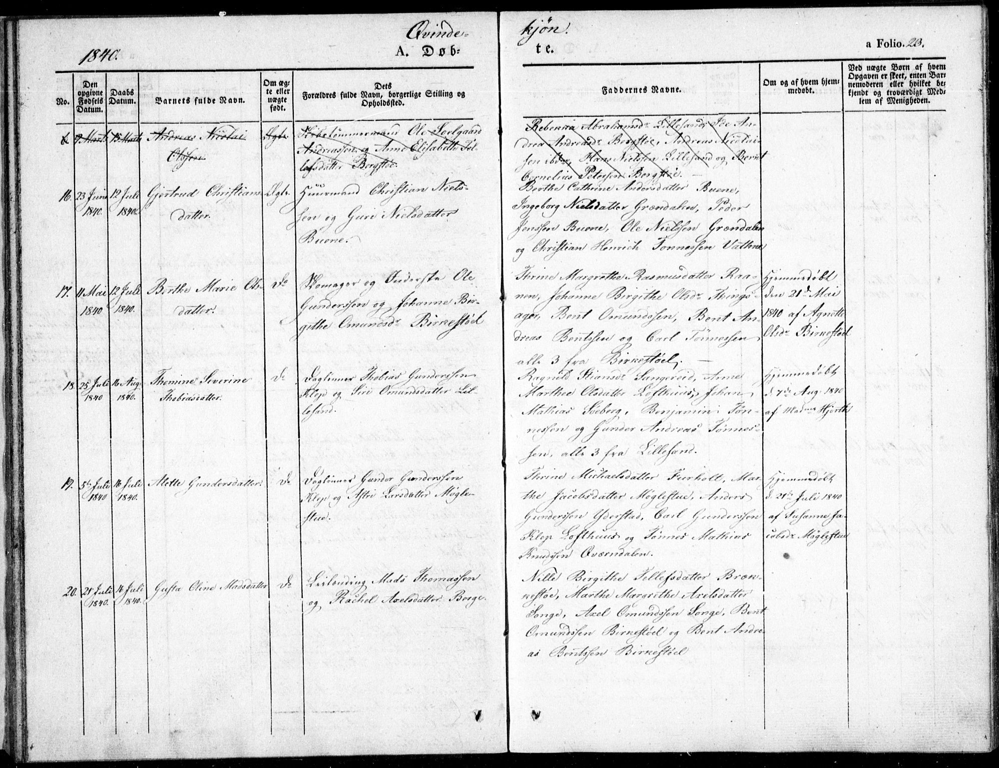 Vestre Moland sokneprestkontor, AV/SAK-1111-0046/F/Fb/Fbb/L0002: Parish register (copy) no. B 2, 1836-1851, p. 23