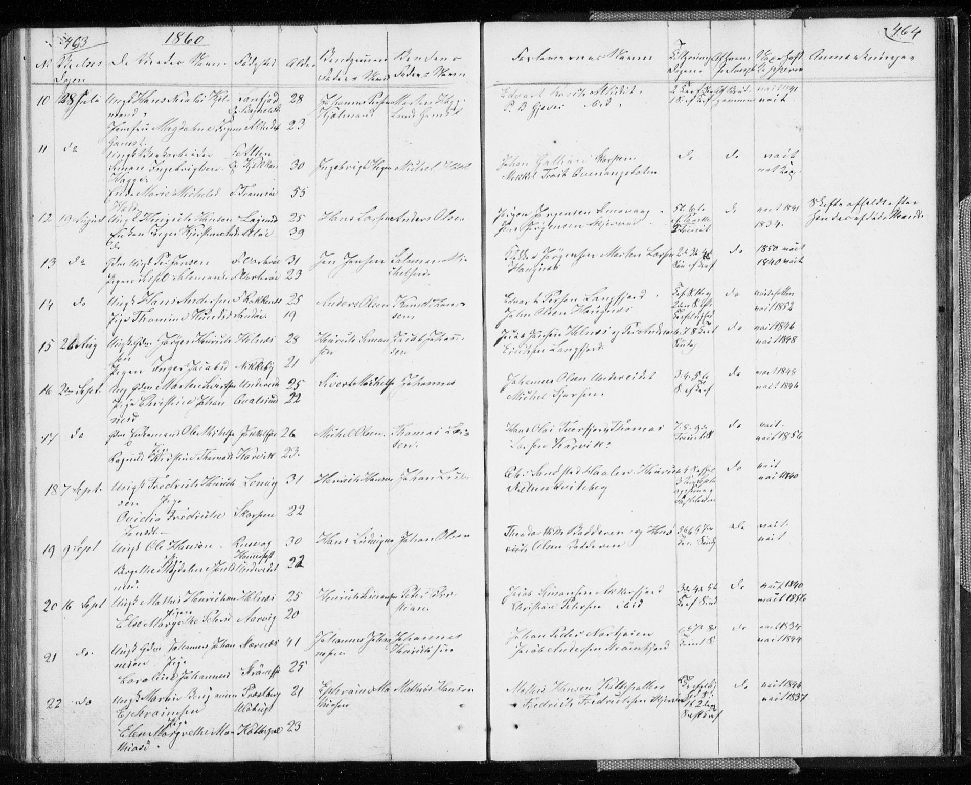 Skjervøy sokneprestkontor, SATØ/S-1300/H/Ha/Hab/L0003klokker: Parish register (copy) no. 3, 1849-1861, p. 463-464