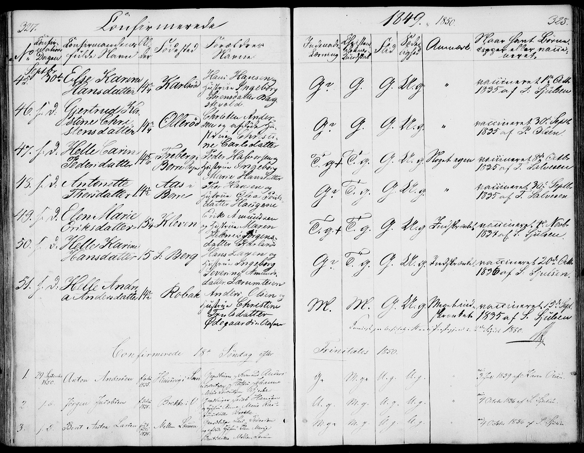 Våle kirkebøker, AV/SAKO-A-334/F/Fa/L0009a: Parish register (official) no. I 9A, 1839-1860, p. 327-328