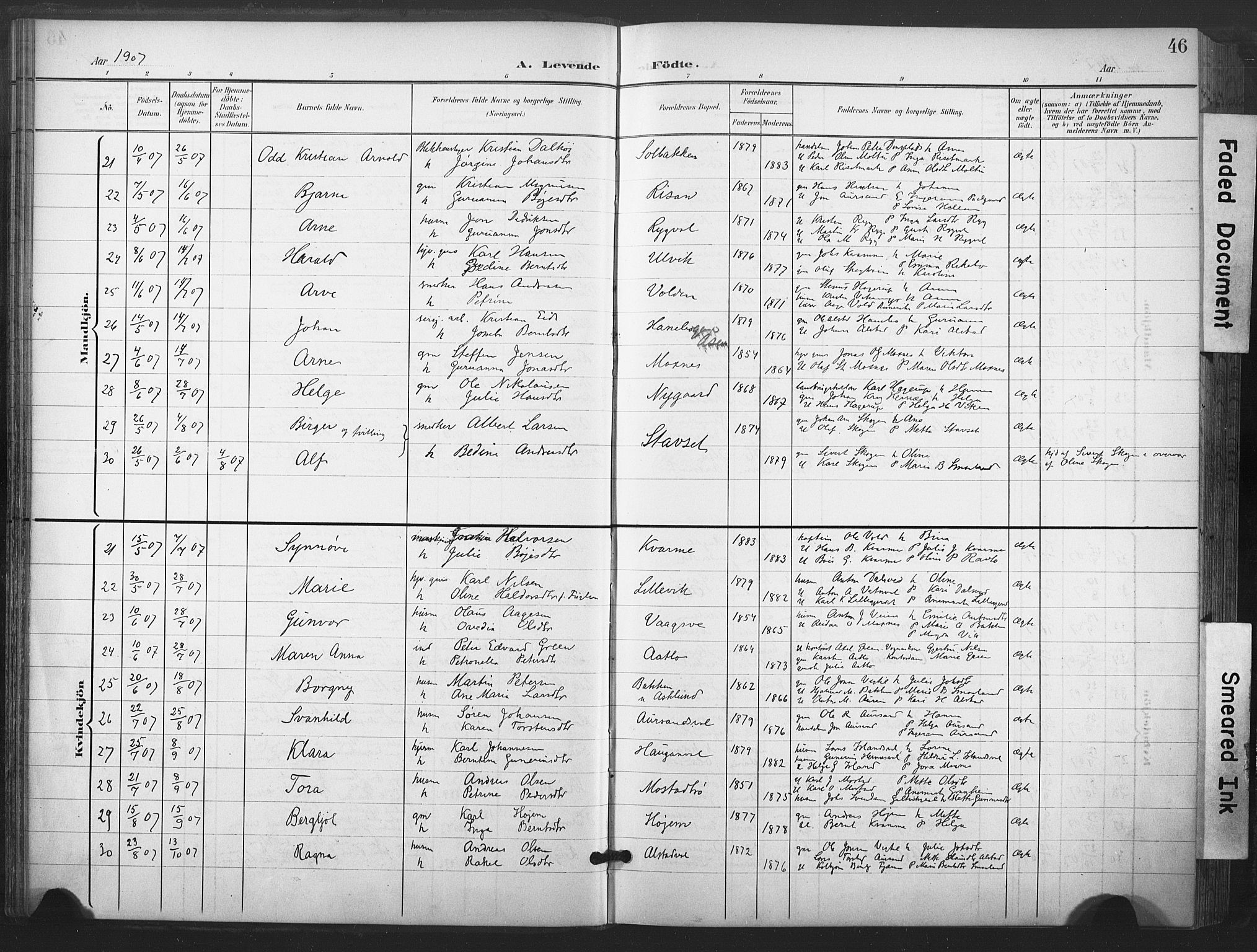 Ministerialprotokoller, klokkerbøker og fødselsregistre - Nord-Trøndelag, SAT/A-1458/713/L0122: Parish register (official) no. 713A11, 1899-1910, p. 46