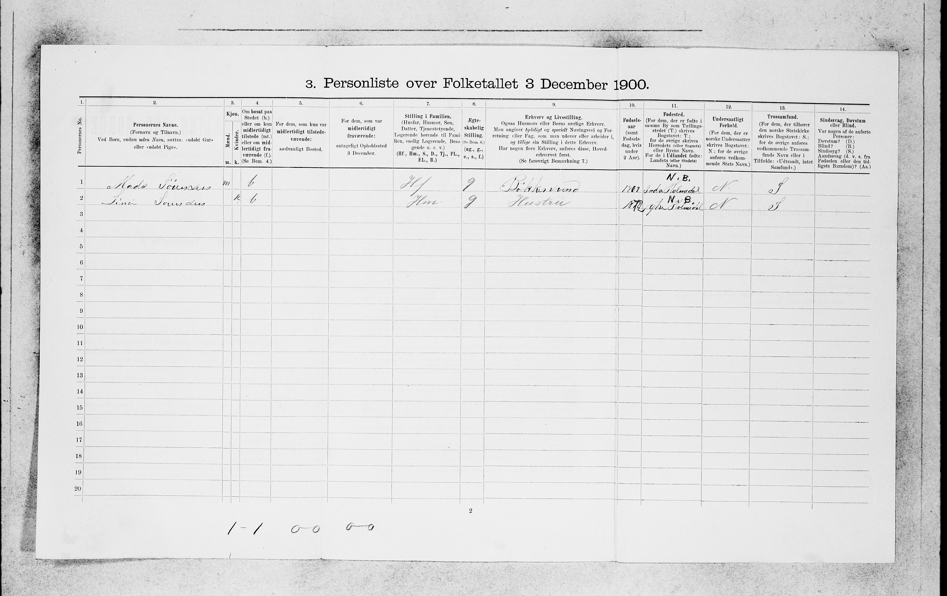 SAB, 1900 census for Bergen, 1900, p. 19256