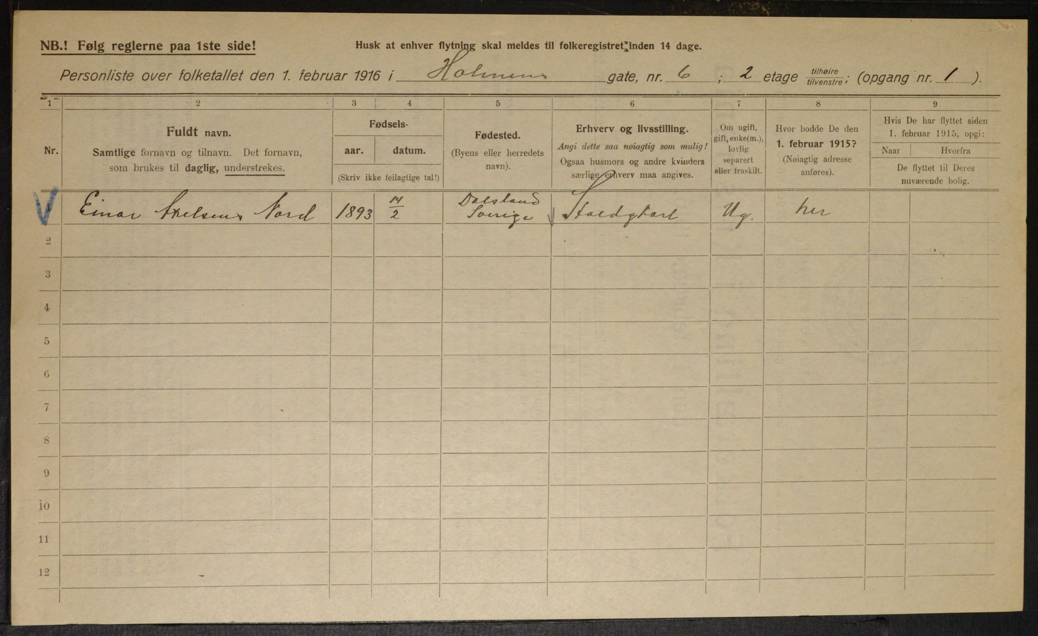 OBA, Municipal Census 1916 for Kristiania, 1916, p. 41537