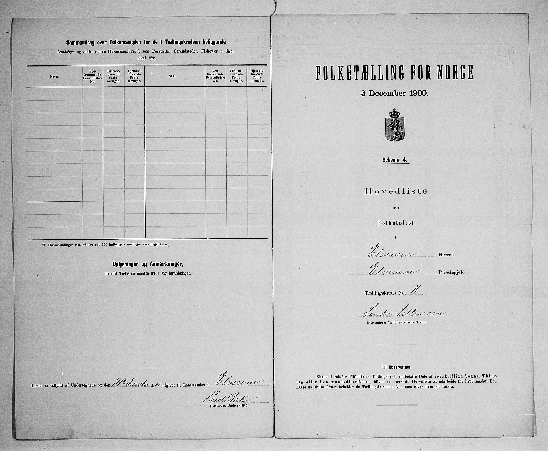 SAH, 1900 census for Elverum, 1900, p. 60