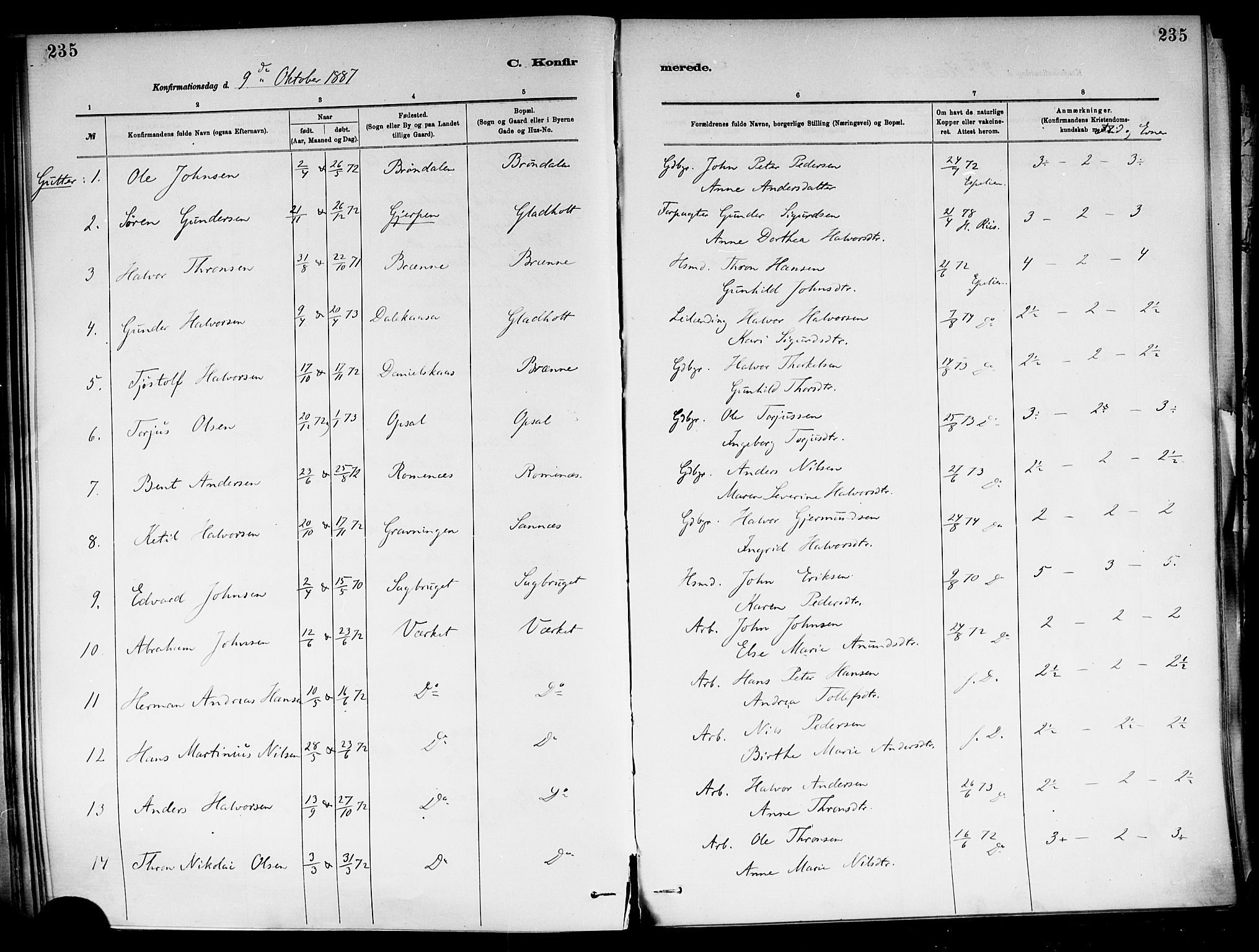 Holla kirkebøker, SAKO/A-272/F/Fa/L0008: Parish register (official) no. 8, 1882-1897, p. 235