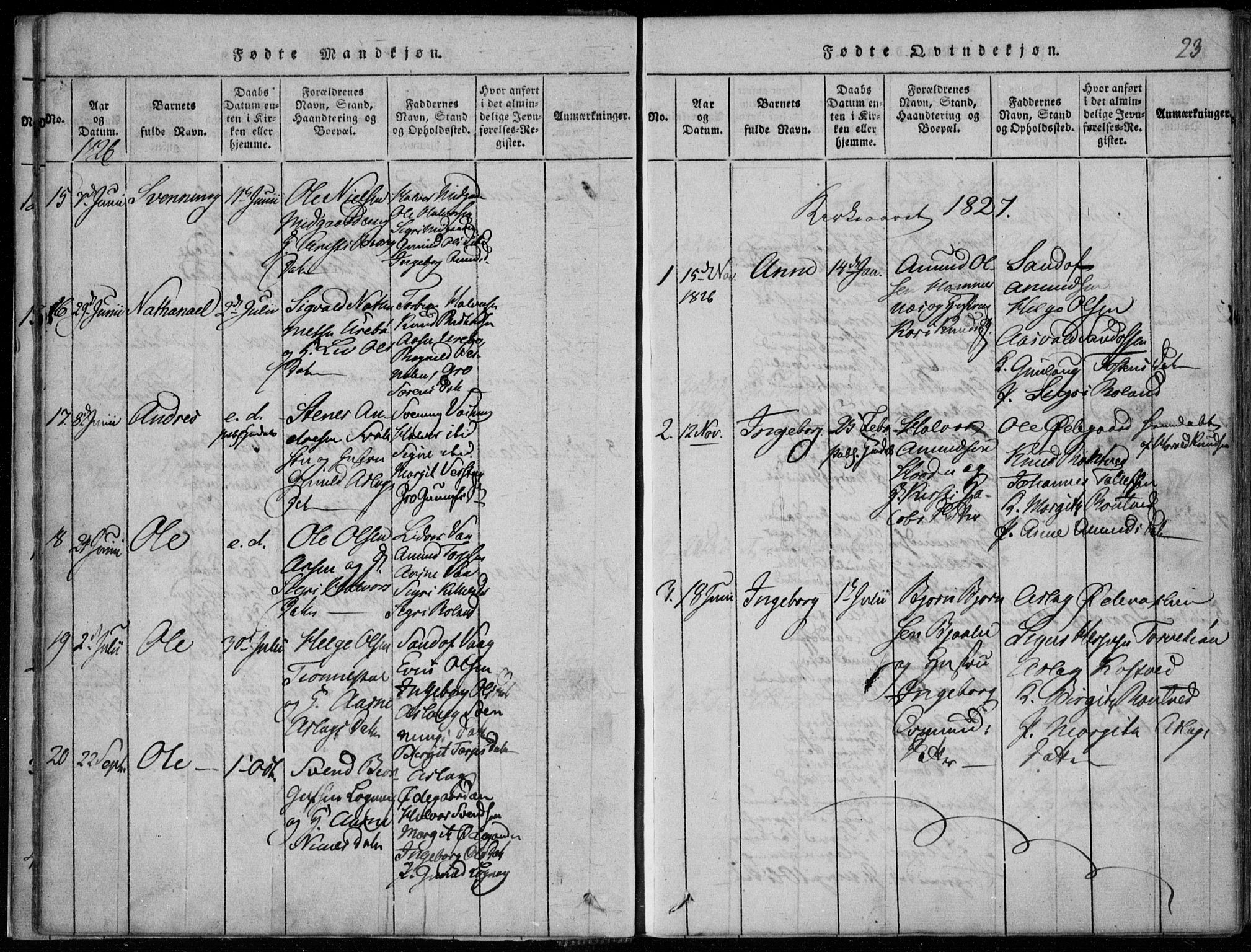 Rauland kirkebøker, SAKO/A-292/F/Fa/L0001: Parish register (official) no. 1, 1814-1859, p. 23