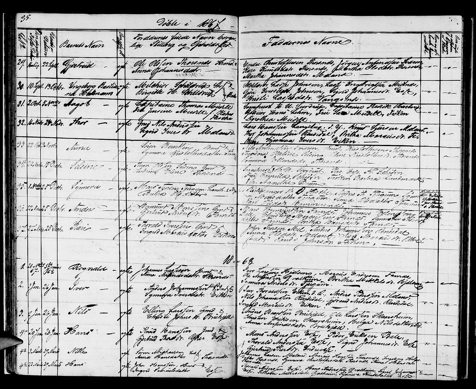 Balestrand sokneprestembete, AV/SAB-A-79601/H/Hab/Haba/L0001: Parish register (copy) no. A 1, 1853-1880, p. 35