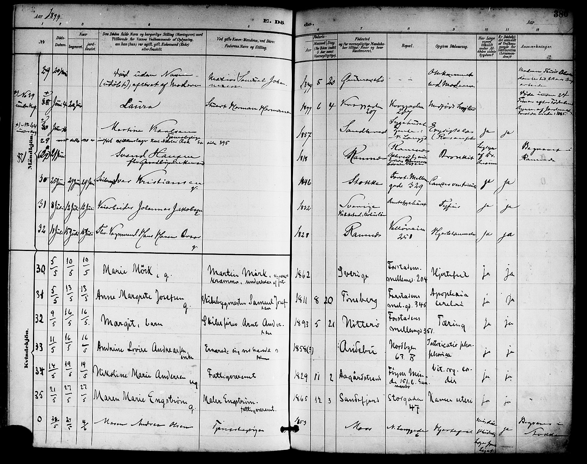 Tønsberg kirkebøker, SAKO/A-330/F/Fa/L0012: Parish register (official) no. I 12, 1891-1899, p. 386