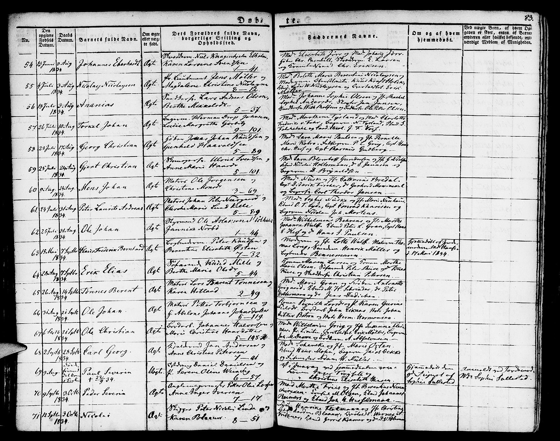 Nykirken Sokneprestembete, SAB/A-77101/H/Haa/L0012: Parish register (official) no. A 12, 1821-1844, p. 83