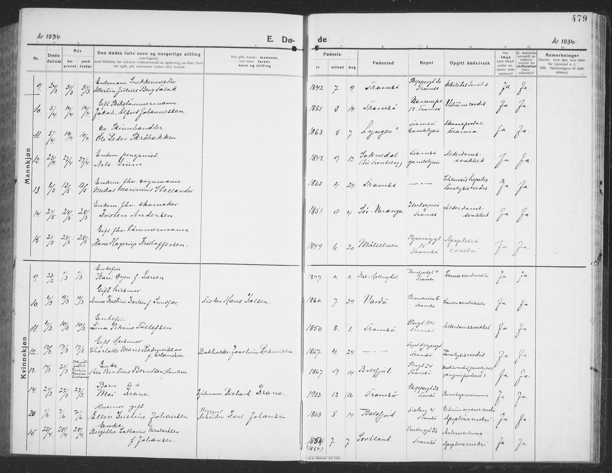 Tromsø sokneprestkontor/stiftsprosti/domprosti, AV/SATØ-S-1343/G/Gb/L0010klokker: Parish register (copy) no. 10, 1925-1937, p. 479