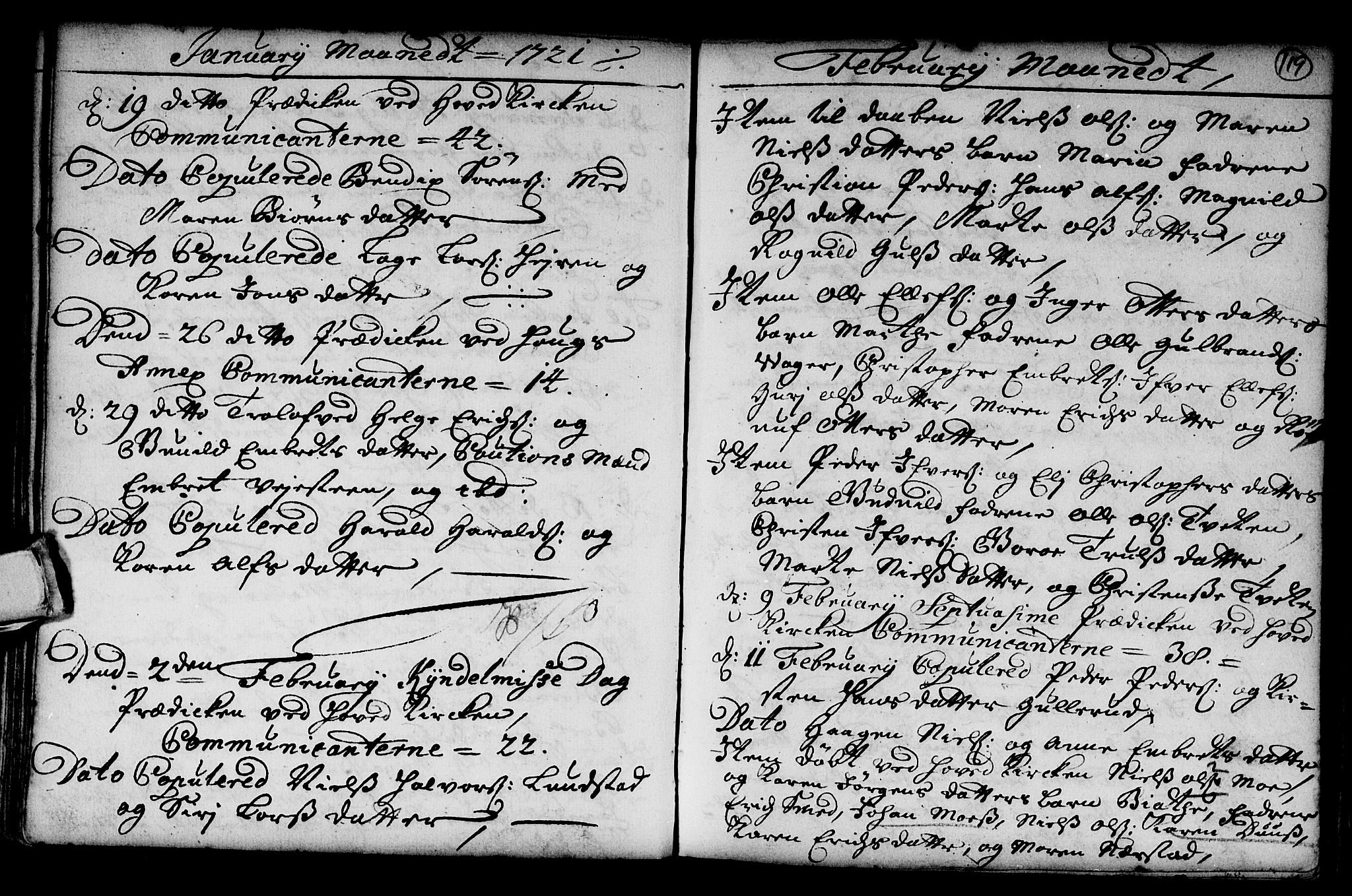 Norderhov kirkebøker, AV/SAKO-A-237/G/Ga/L0001: Parish register (copy) no. I 1, 1717-1725, p. 119