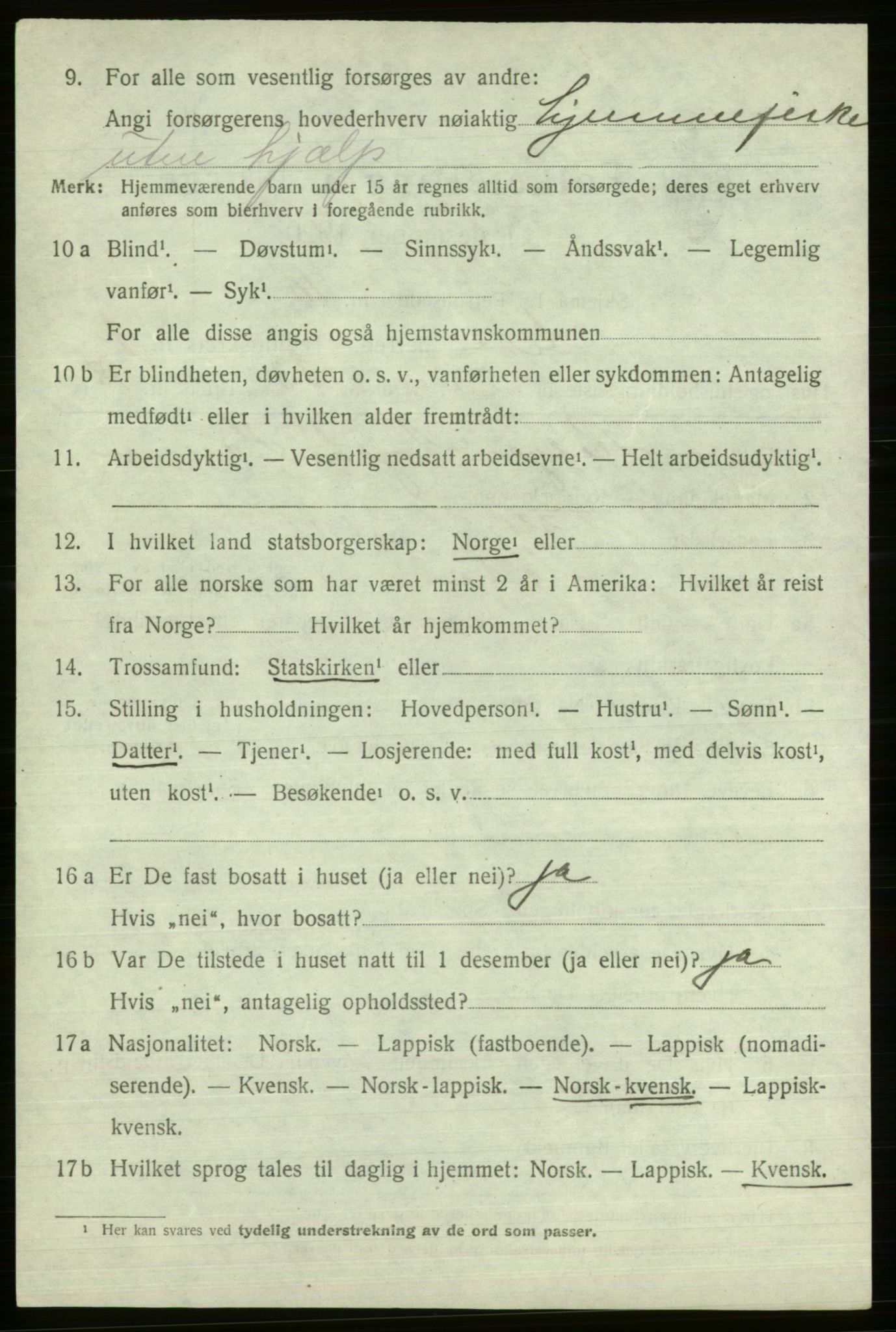 SATØ, 1920 census for Alta, 1920, p. 6038