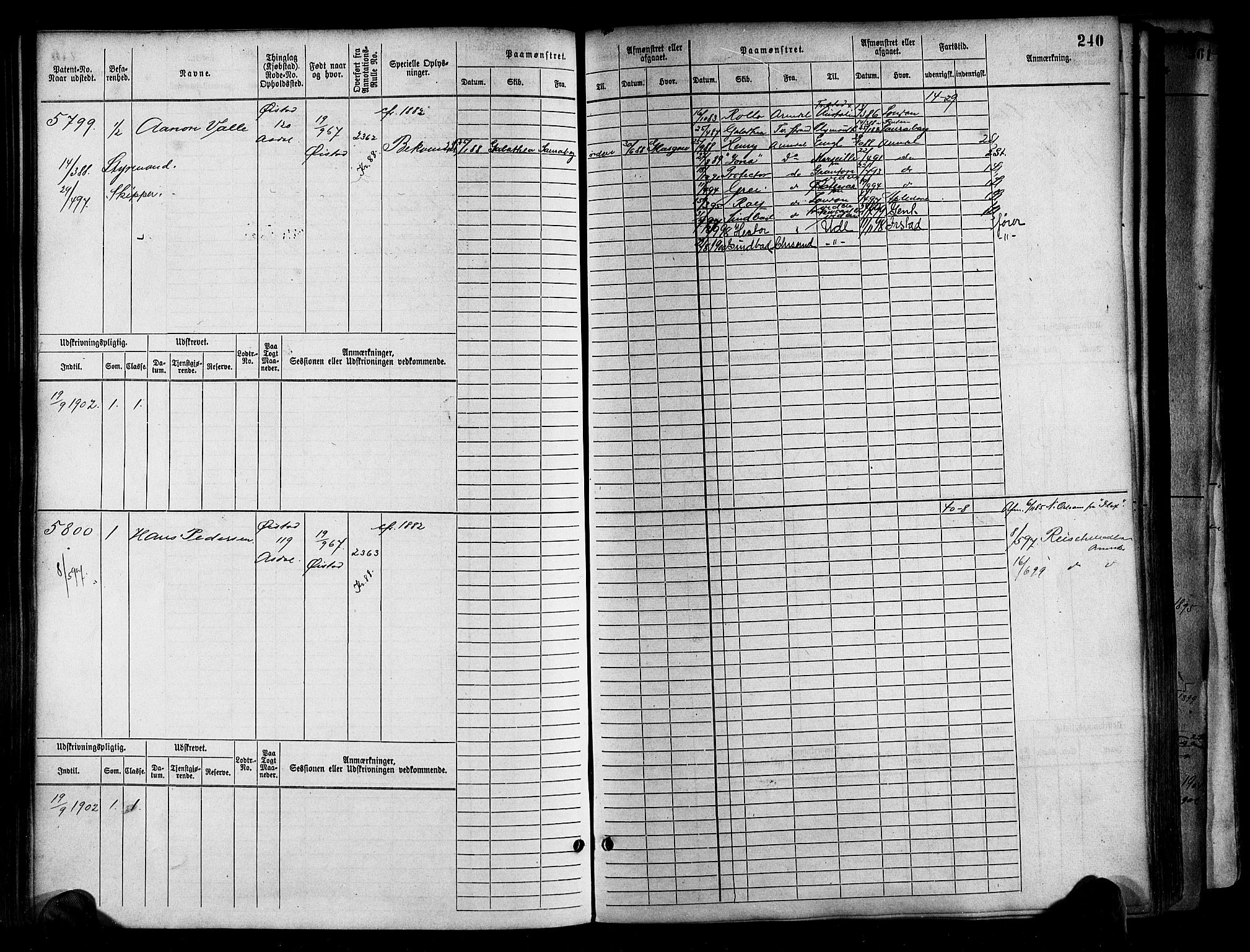 Arendal mønstringskrets, SAK/2031-0012/F/Fb/L0017: Hovedrulle A nr 5323-6076, S-15, 1884-1892, p. 239