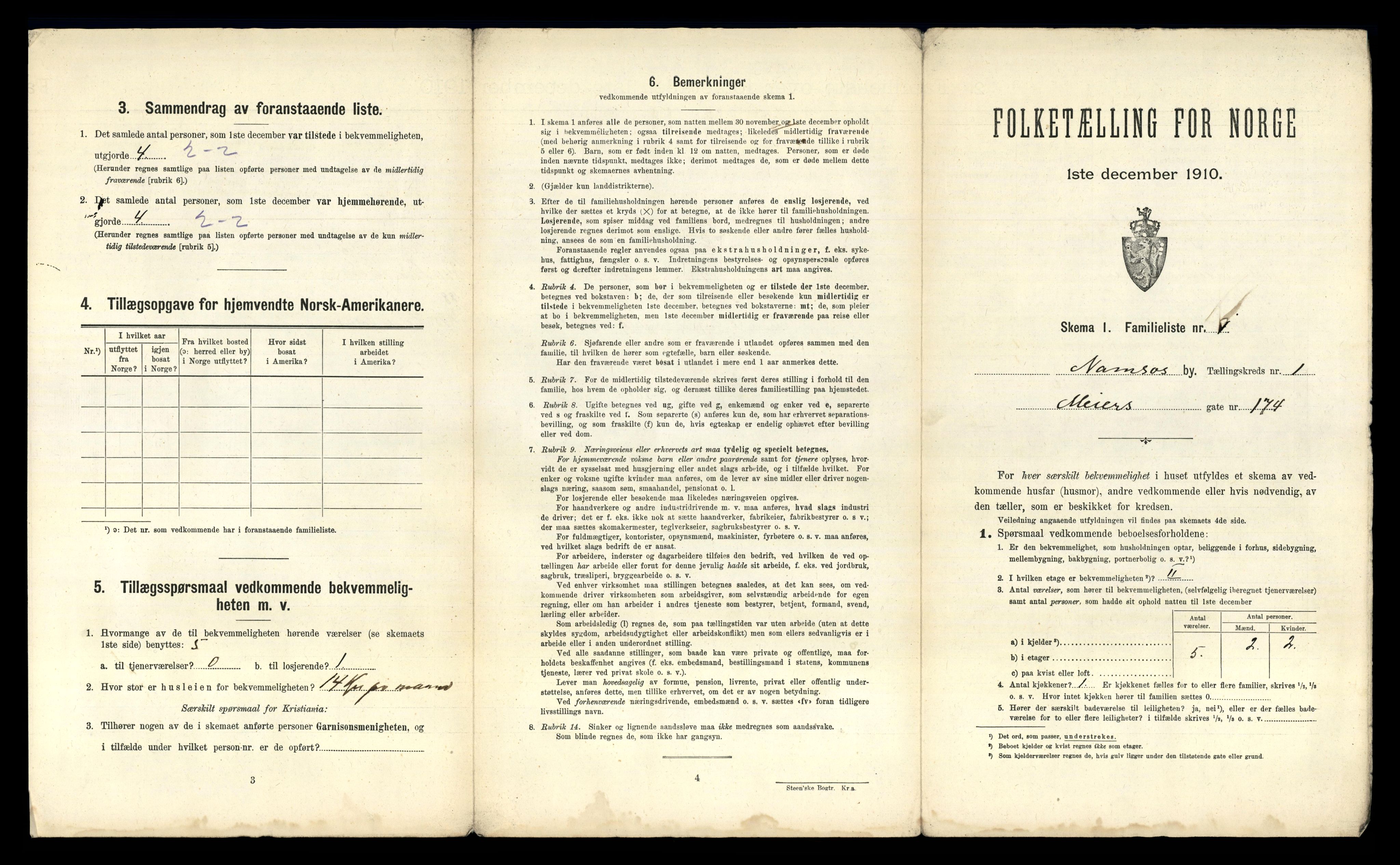 RA, 1910 census for Namsos, 1910, p. 30