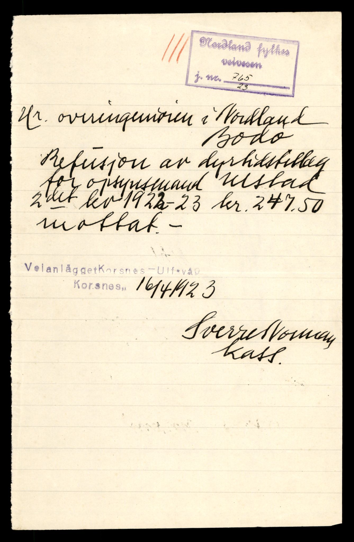 Nordland vegkontor, AV/SAT-A-4181/F/Fa/L0030: Hamarøy/Tysfjord, 1885-1948, p. 560