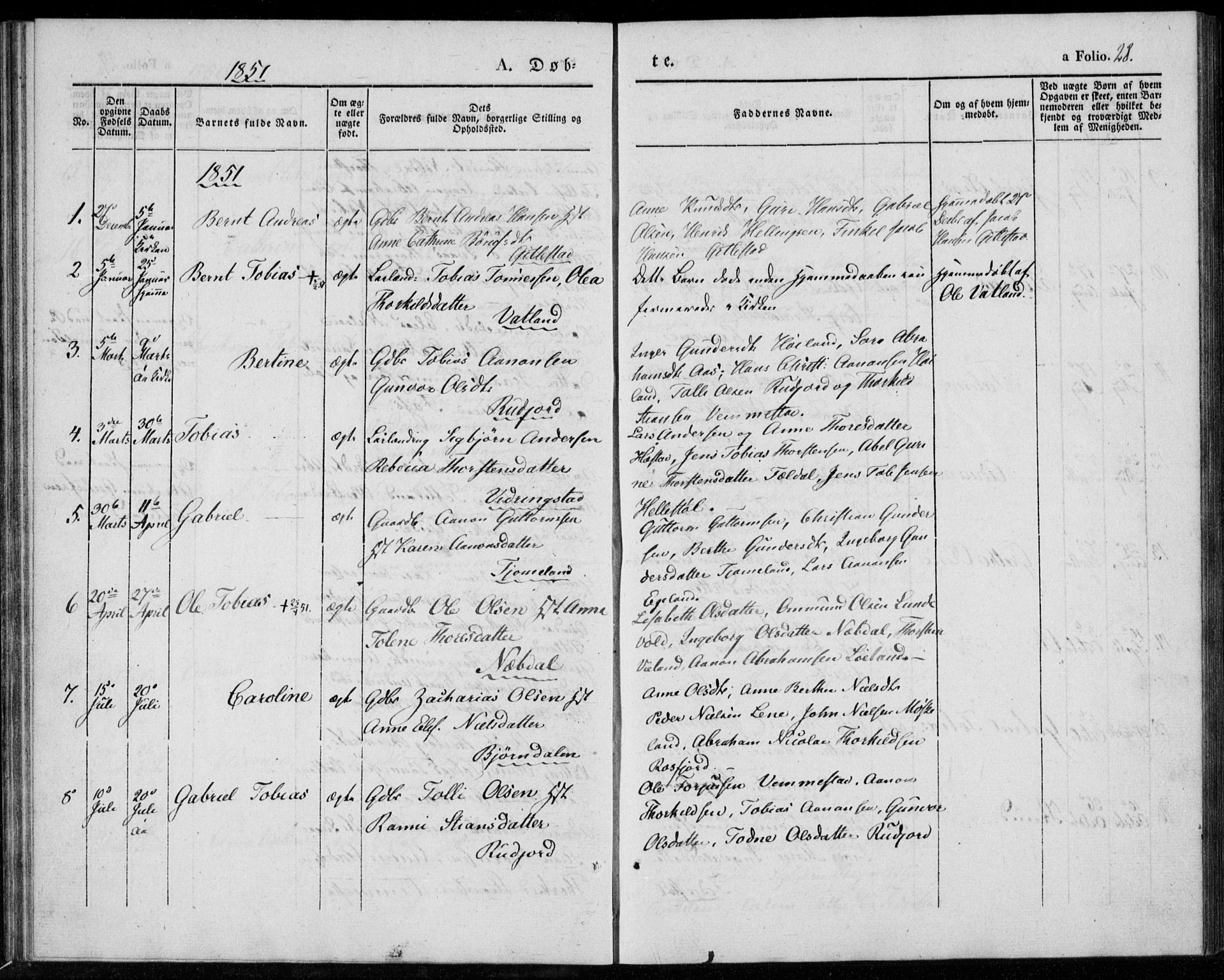 Lyngdal sokneprestkontor, AV/SAK-1111-0029/F/Fa/Fab/L0001: Parish register (official) no. A 1, 1838-1860, p. 28