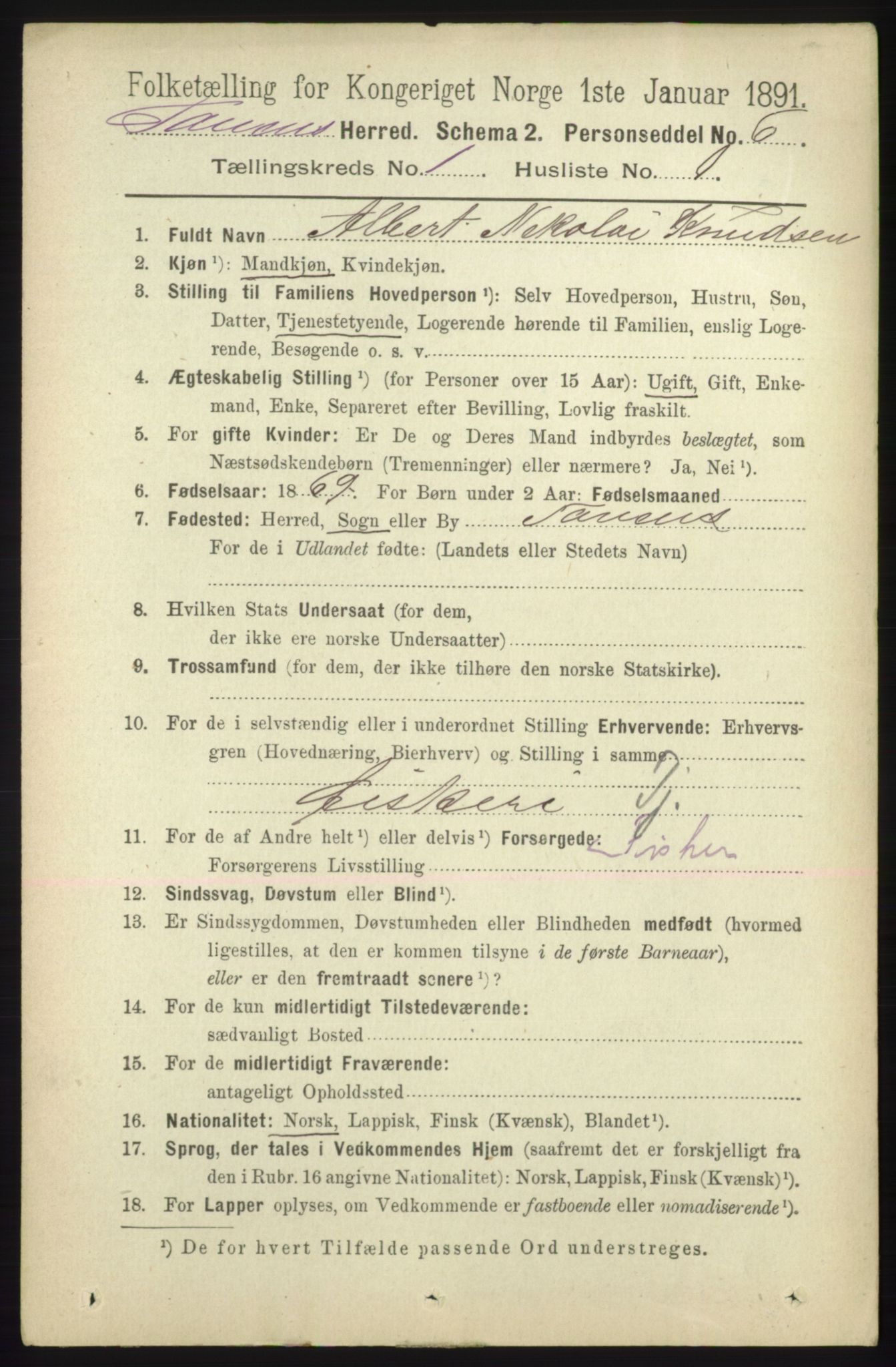 RA, 1891 census for 2025 Tana, 1891, p. 119