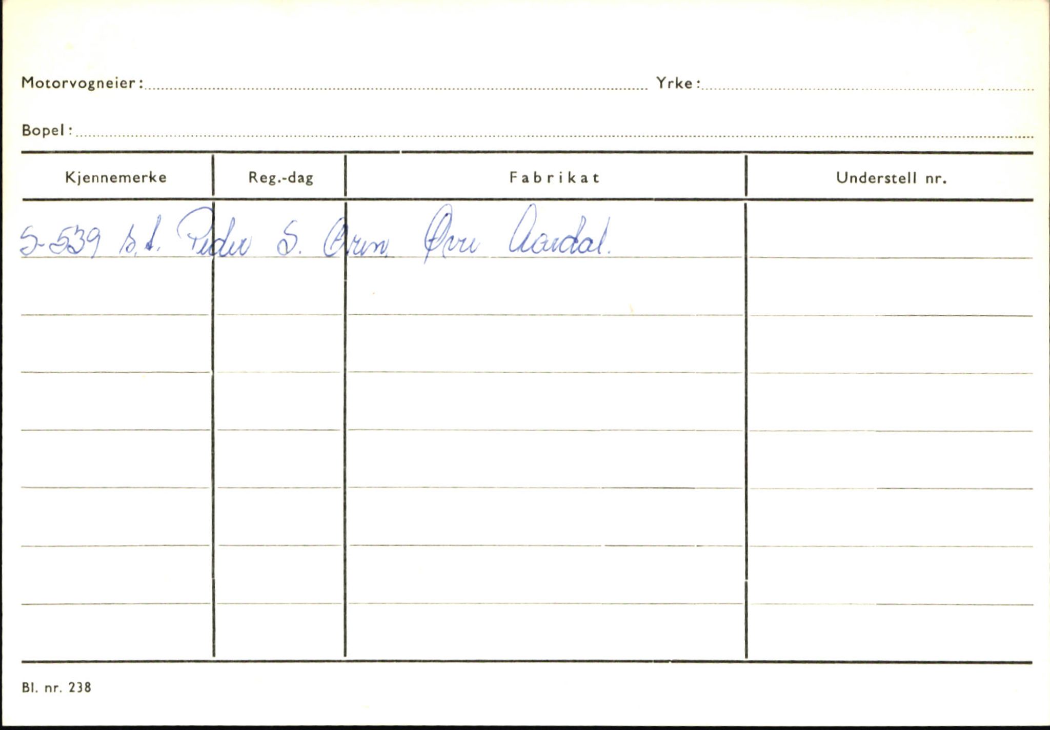 Statens vegvesen, Sogn og Fjordane vegkontor, SAB/A-5301/4/F/L0146: Registerkort Årdal R-Å samt diverse kort, 1945-1975, p. 1578