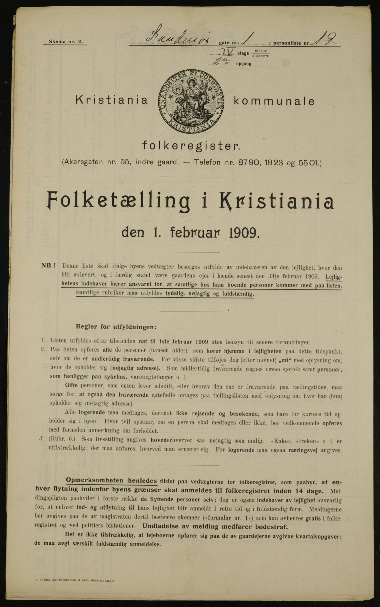 OBA, Municipal Census 1909 for Kristiania, 1909, p. 94724
