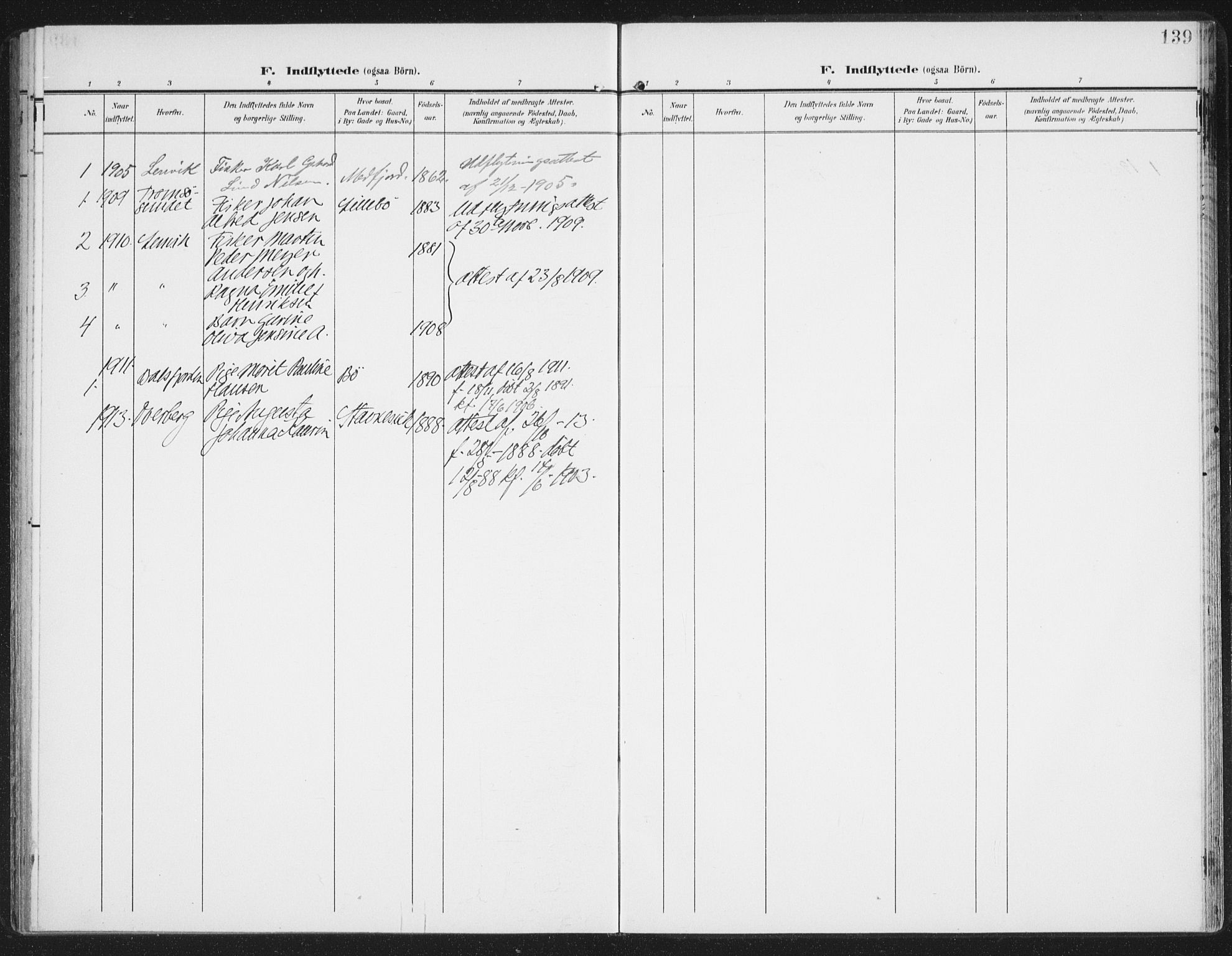 Berg sokneprestkontor, SATØ/S-1318/G/Ga/Gaa/L0007kirke: Parish register (official) no. 7, 1906-1915, p. 139